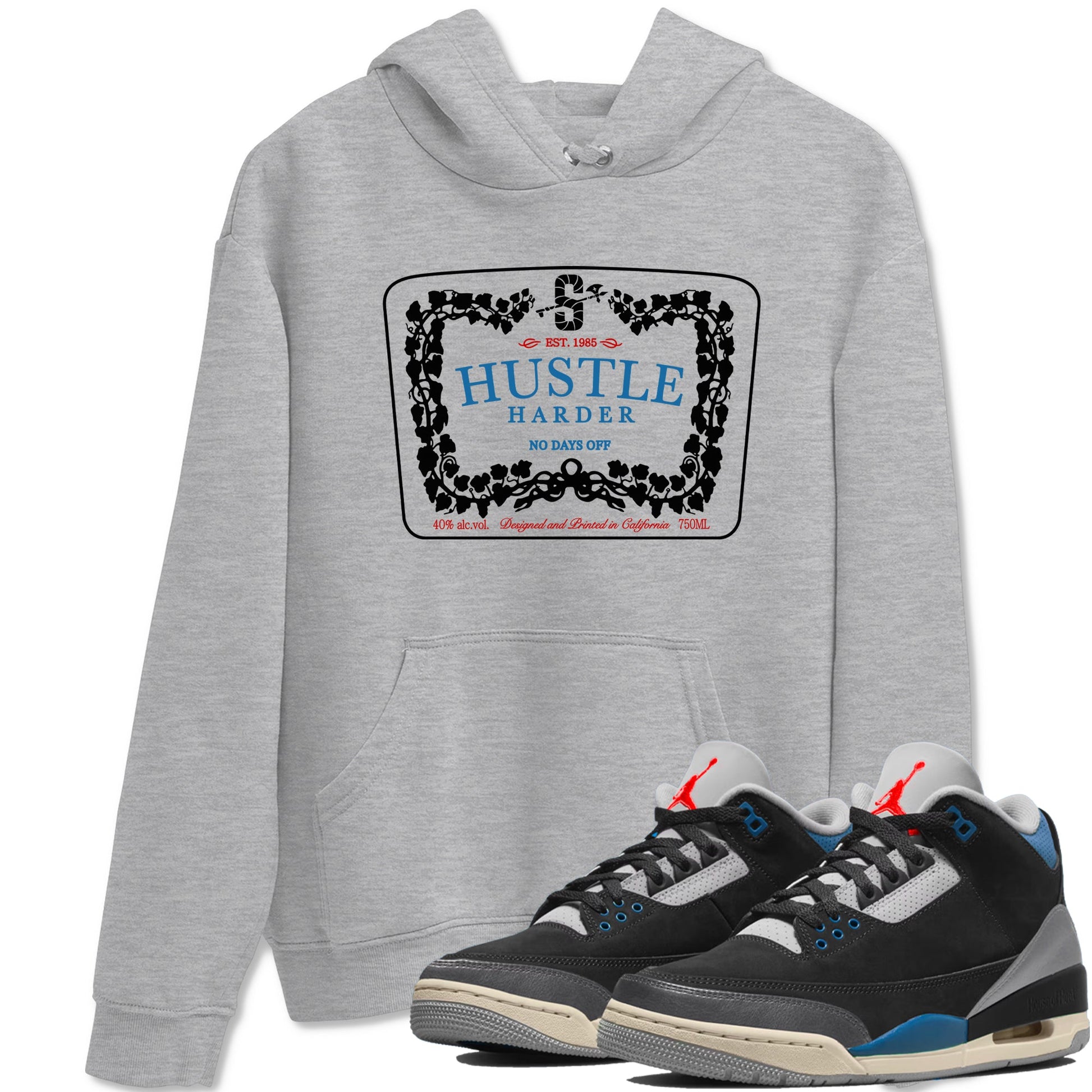 3s Rare Air shirts to match jordans Hustle Harder best t shirts to wear with jordans Air Jordan 3 OG Rare Air match shoes to clothes SNRT Sneaker Tees unisex cotton Heather Grey 1 shirts
