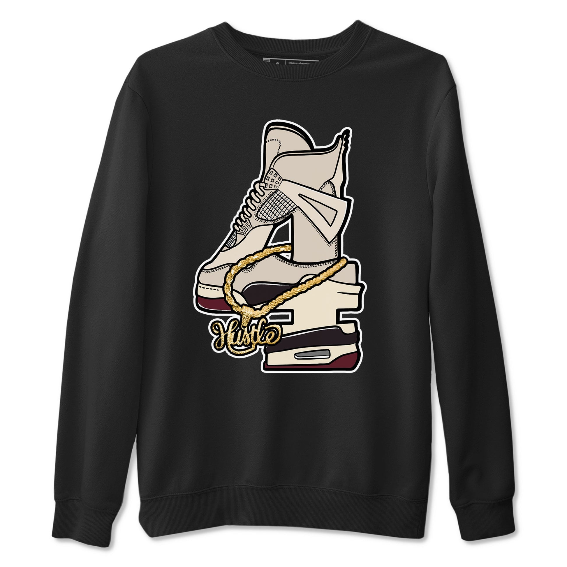 4s A Ma Maniere x Fossil Stone shirts to match jordans Hustle Number 4 sneaker match tees A Ma Maniere x Air Jordan 4 Fossil Stone SNRTSneaker Release Tees unisex cotton Black 2 crew neck shirts