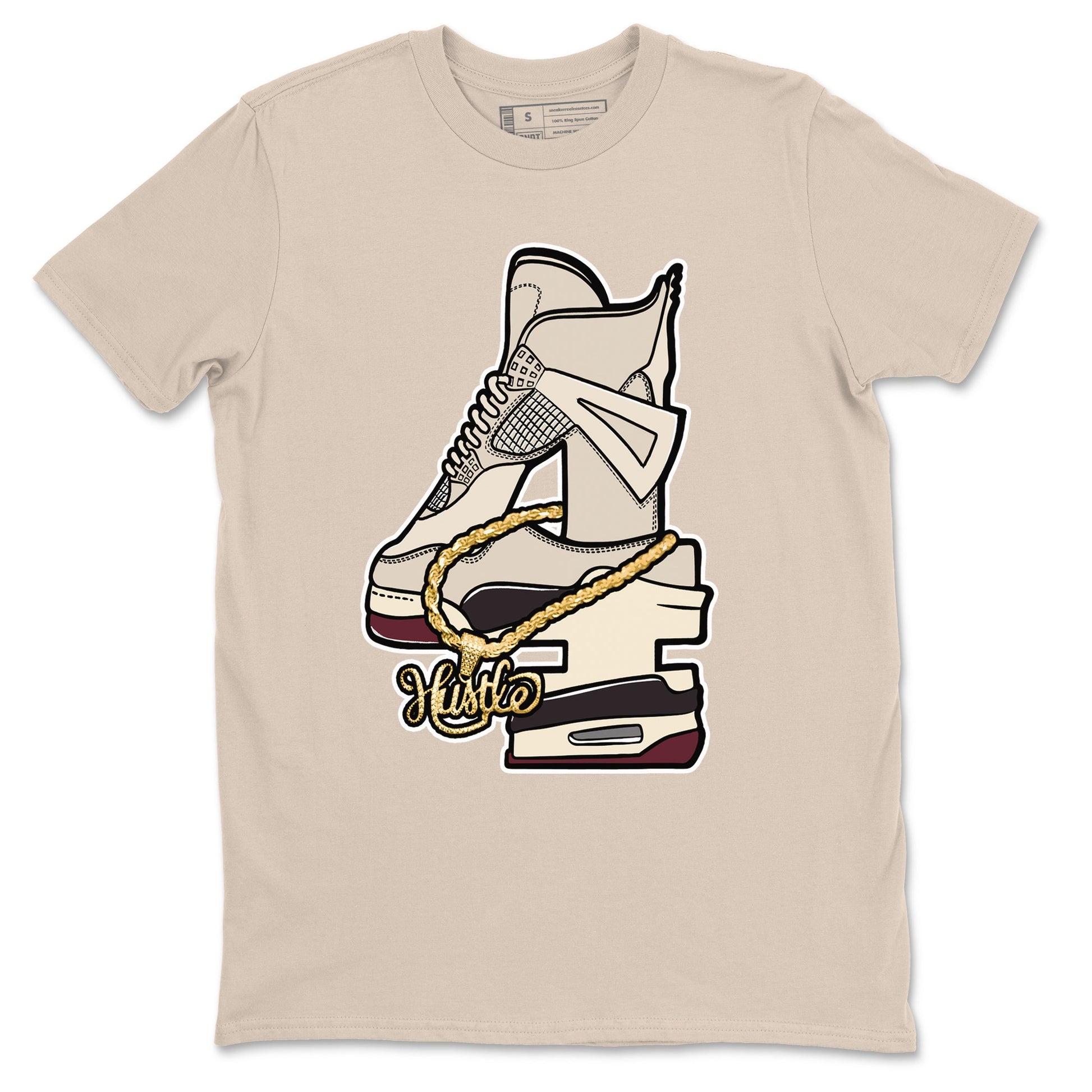 4s A Ma Maniere x Fossil Stone shirts to match jordans Hustle Number 4 sneaker match tees A Ma Maniere x Air Jordan 4 Fossil Stone SNRTSneaker Release Tees unisex cotton Sand 2 crew neck shirts