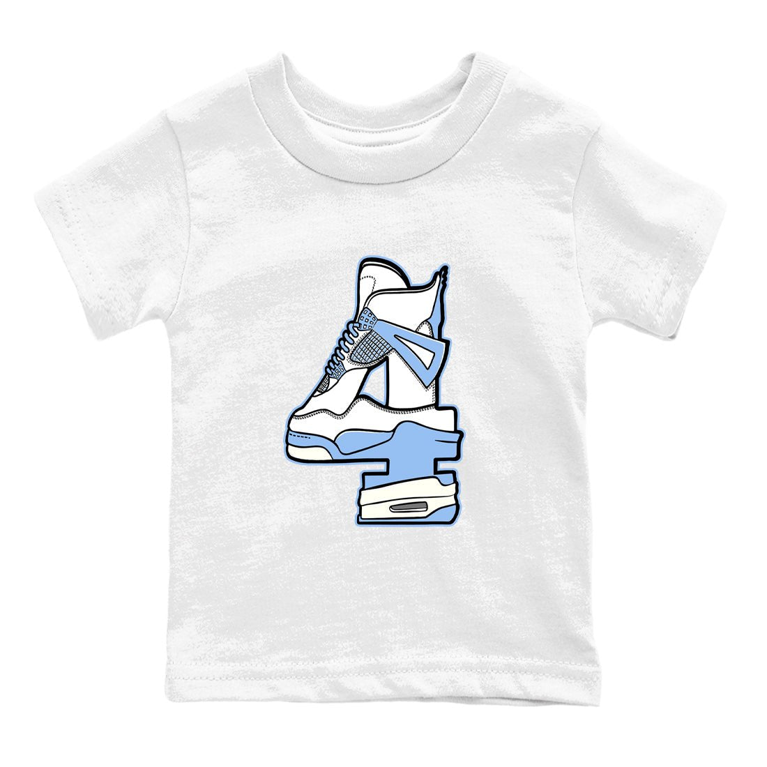 4s Forget Me Not shirts to match jordans Hustle Number 4 graphic tees Air Jordan 4 Forget Me Not match shoes to clothes SNRT Sneaker Tees Youth Baby White 2 tee