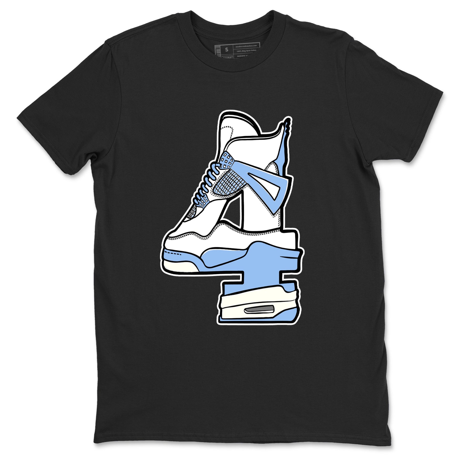 4s Forget Me Not shirts to match jordans Hustle Number 4 graphic tees Air Jordan 4 Forget Me Not match shoes to clothes SNRT Sneaker Tees unisex cotton Black 2 shirts