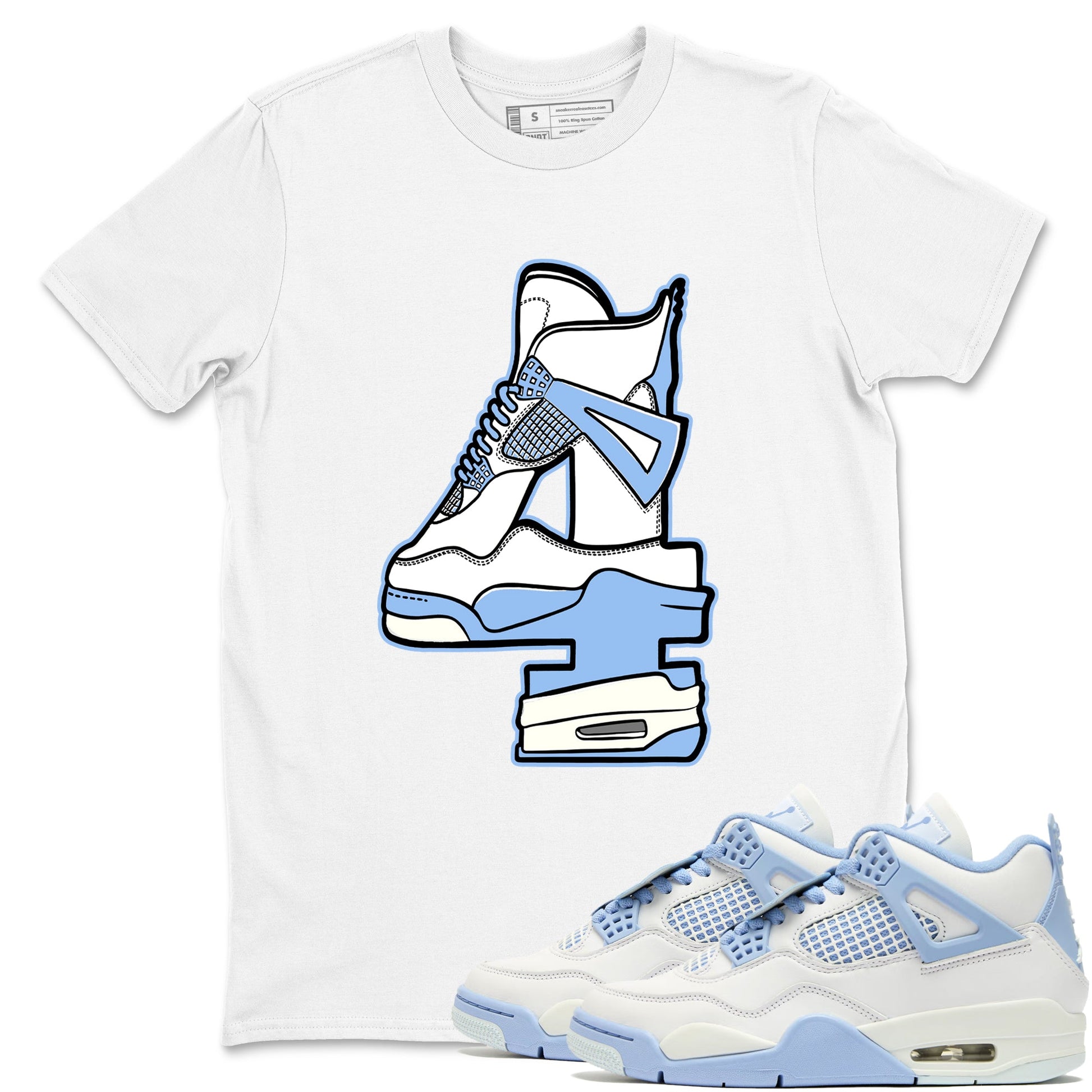 4s Forget Me Not shirts to match jordans Hustle Number 4 graphic tees Air Jordan 4 Forget Me Not match shoes to clothes SNRT Sneaker Tees unisex cotton White 1 shirts