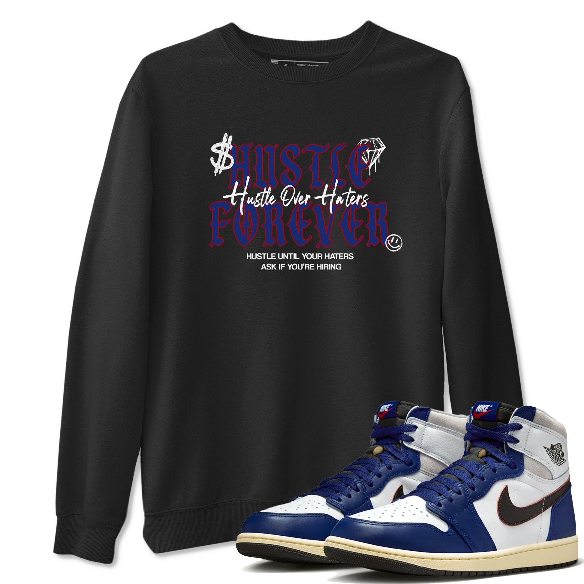 1s Rare Air shirts to match jordans Hustle Over Haters sneaker match tees Air Jordan 1 High OG Rare Air Deep Royal Blue match shoes to clothes SNRT Sneaker Tees unisex cotton Black 1 shirts
