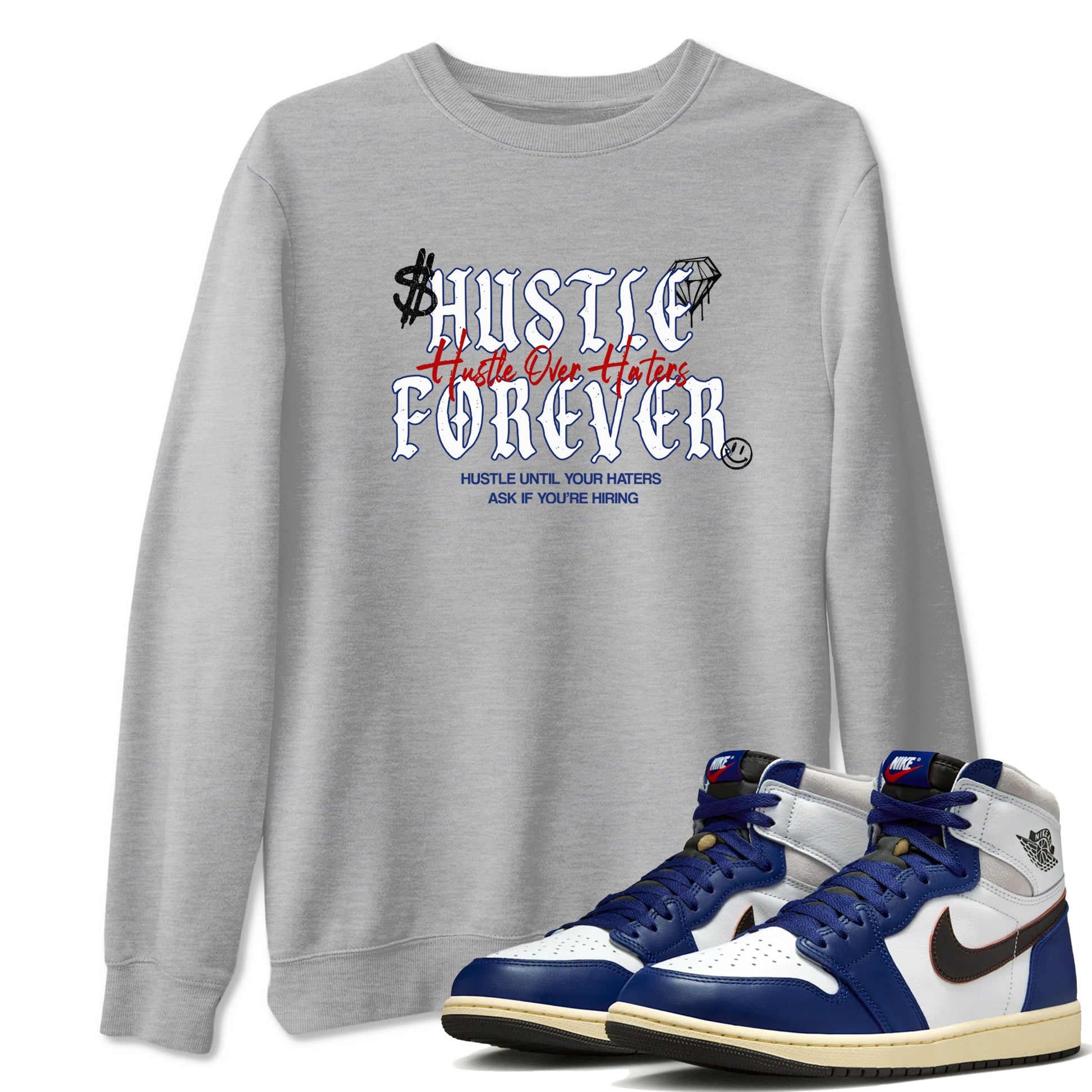 1s Rare Air shirts to match jordans Hustle Over Haters sneaker match tees Air Jordan 1 High OG Rare Air Deep Royal Blue match shoes to clothes SNRT Sneaker Tees unisex cotton Heather Grey 1 shirts