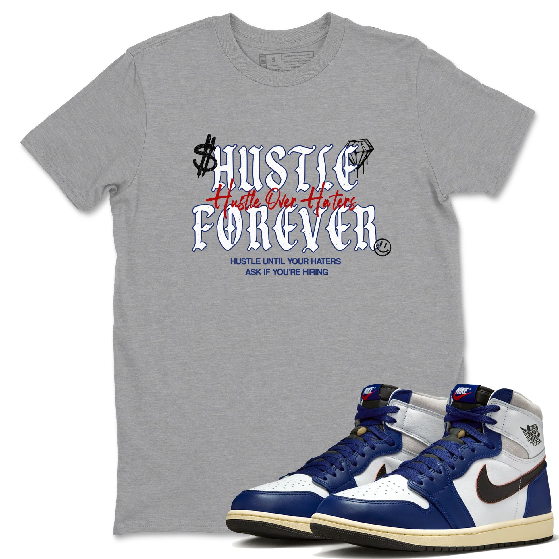 1s Rare Air shirts to match jordans Hustle Over Haters sneaker match tees Air Jordan 1 High OG Rare Air Deep Royal Blue match shoes to clothes SNRT Sneaker Tees unisex cotton Heather Grey 1 shirts