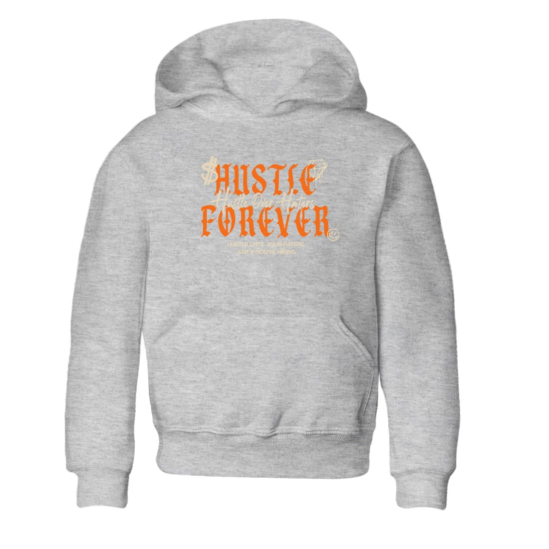 Hustle Over Haters baby and kids t-shirt crafted for little sneakerheads to shine with the Air Jordan 3 Starfish sneakers, displayed in Heather Grey 2.