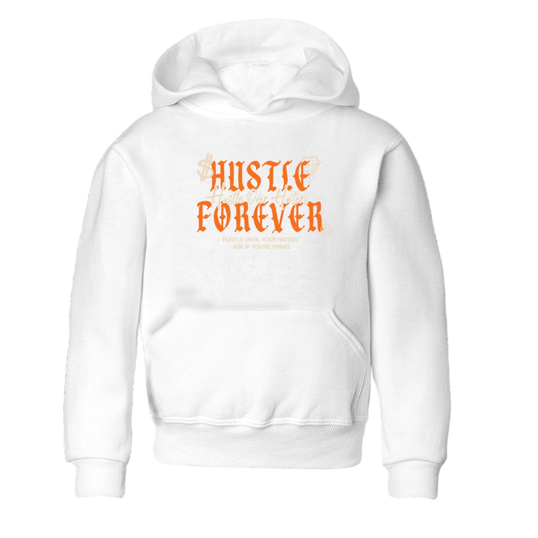 Hustle Over Haters baby and kids t-shirt crafted for little sneakerheads to shine with the Air Jordan 3 Starfish sneakers, displayed in White 2.