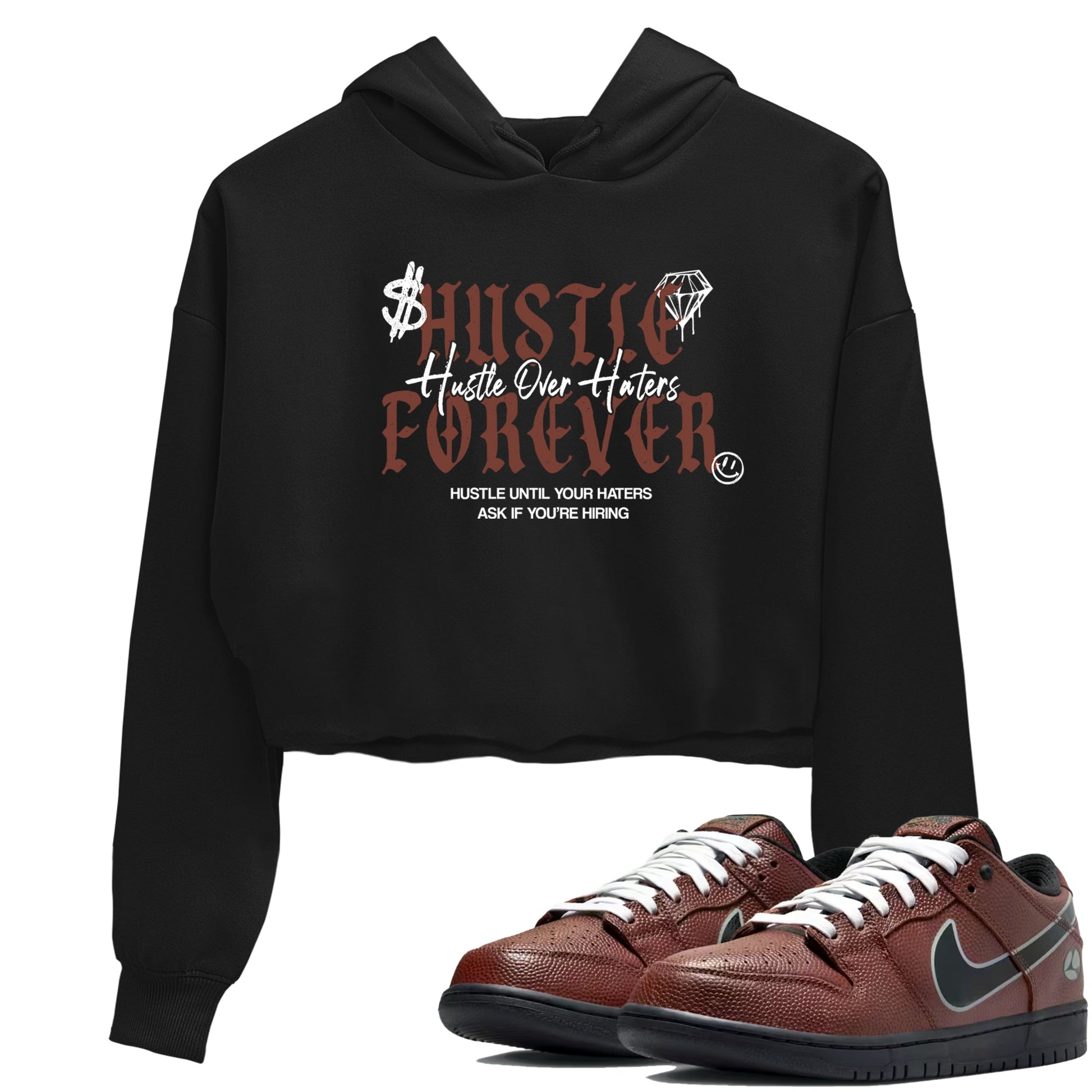 Sneaker match tees – Sneaker Tees To Match Dunk Low Football Shoes – Hustle Over Haters Crop T-Shirt Black 1