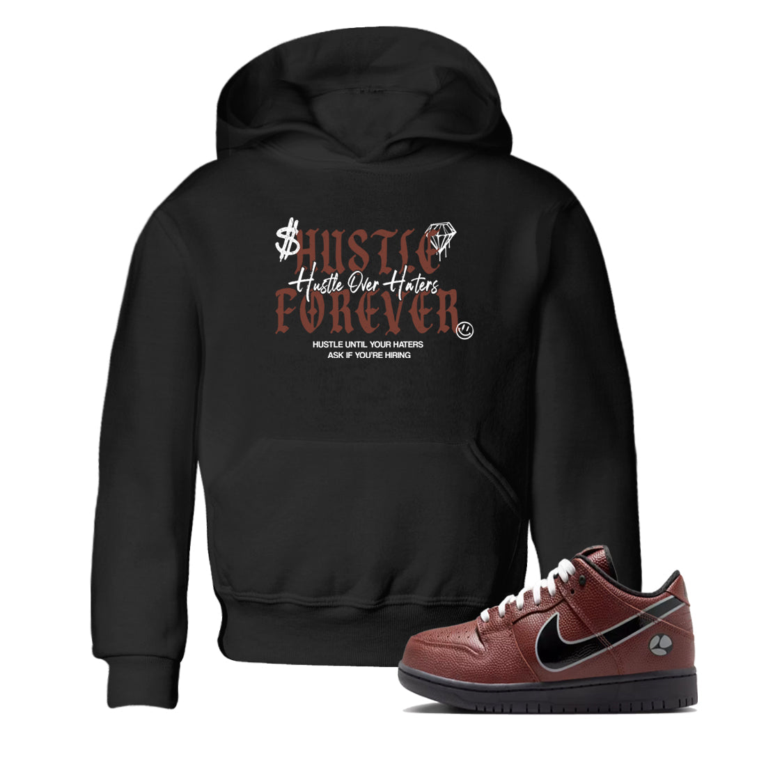 Sneaker match tees – Sneaker Tees To Match Dunk Low Football Shoes – Hustle Over Haters Kids T-Shirt Black 1