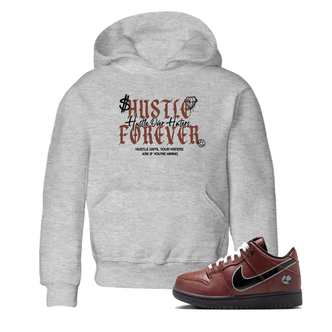 Sneaker match tees – Sneaker Tees To Match Dunk Low Football Shoes – Hustle Over Haters Kids T-Shirt Heather Grey 1