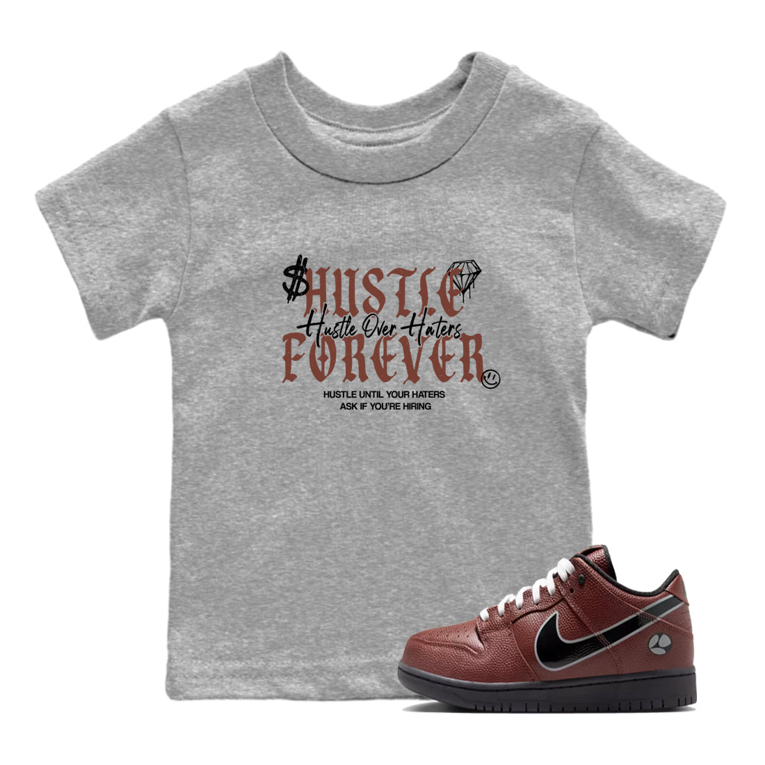 Sneaker match tees – Sneaker Tees To Match Dunk Low Football Shoes – Hustle Over Haters Kids T-Shirt Heather Grey 1