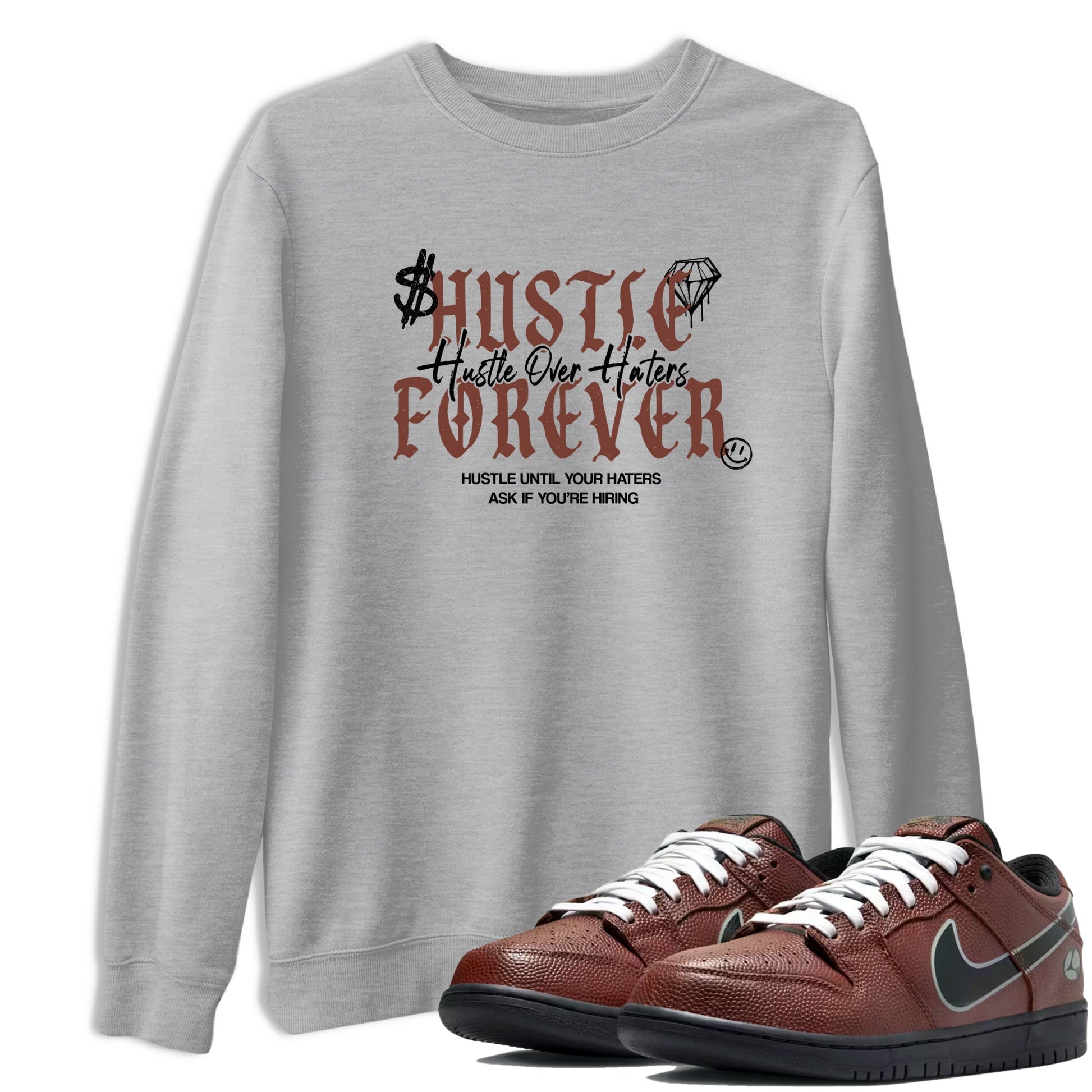 Sneaker match tees – Sneaker Tees To Match Dunk Low Football Shoes – Hustle Over Haters Tee Heather Grey 1