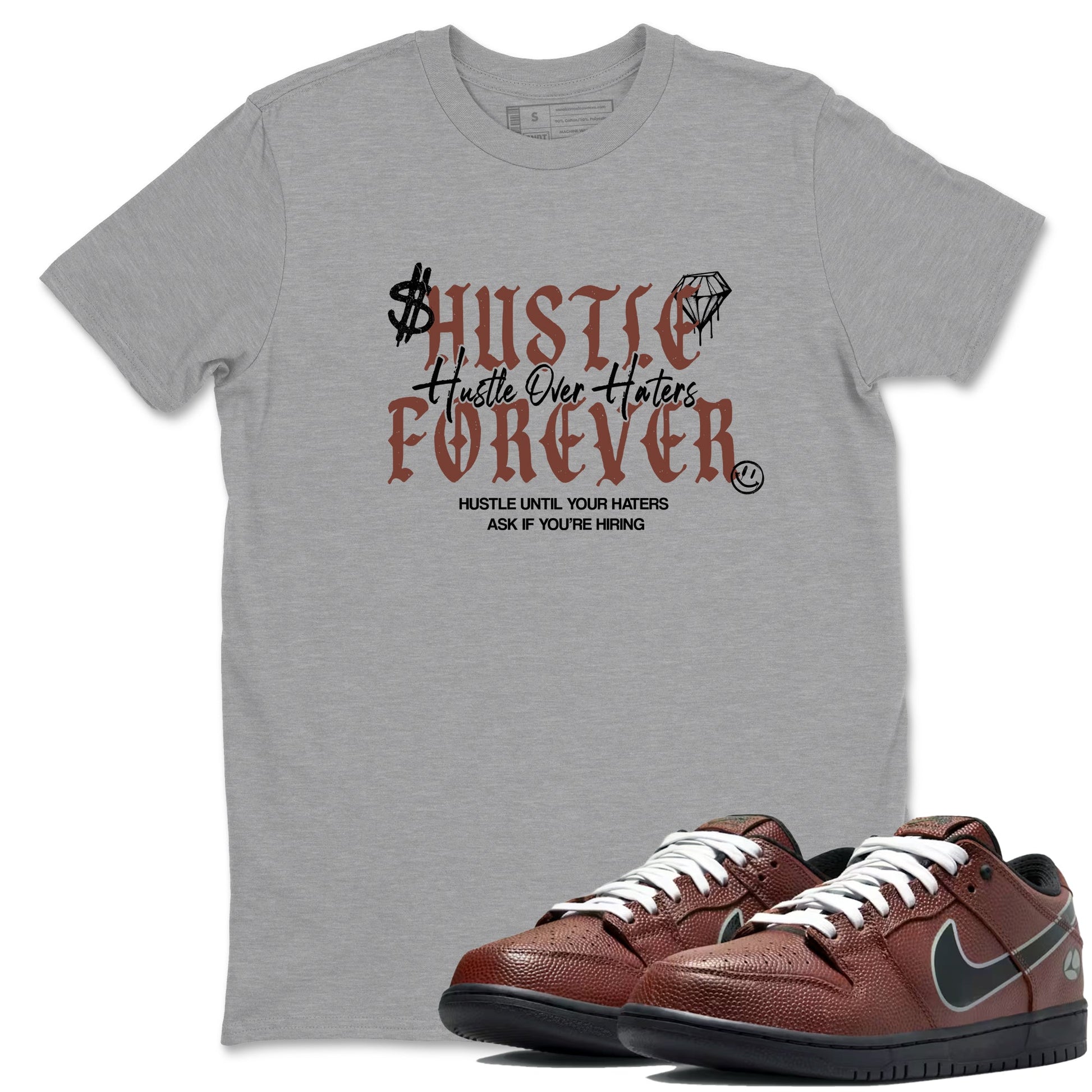 Sneaker match tees – Sneaker Tees To Match Dunk Low Football Shoes – Hustle Over Haters Tee Heather Grey 1
