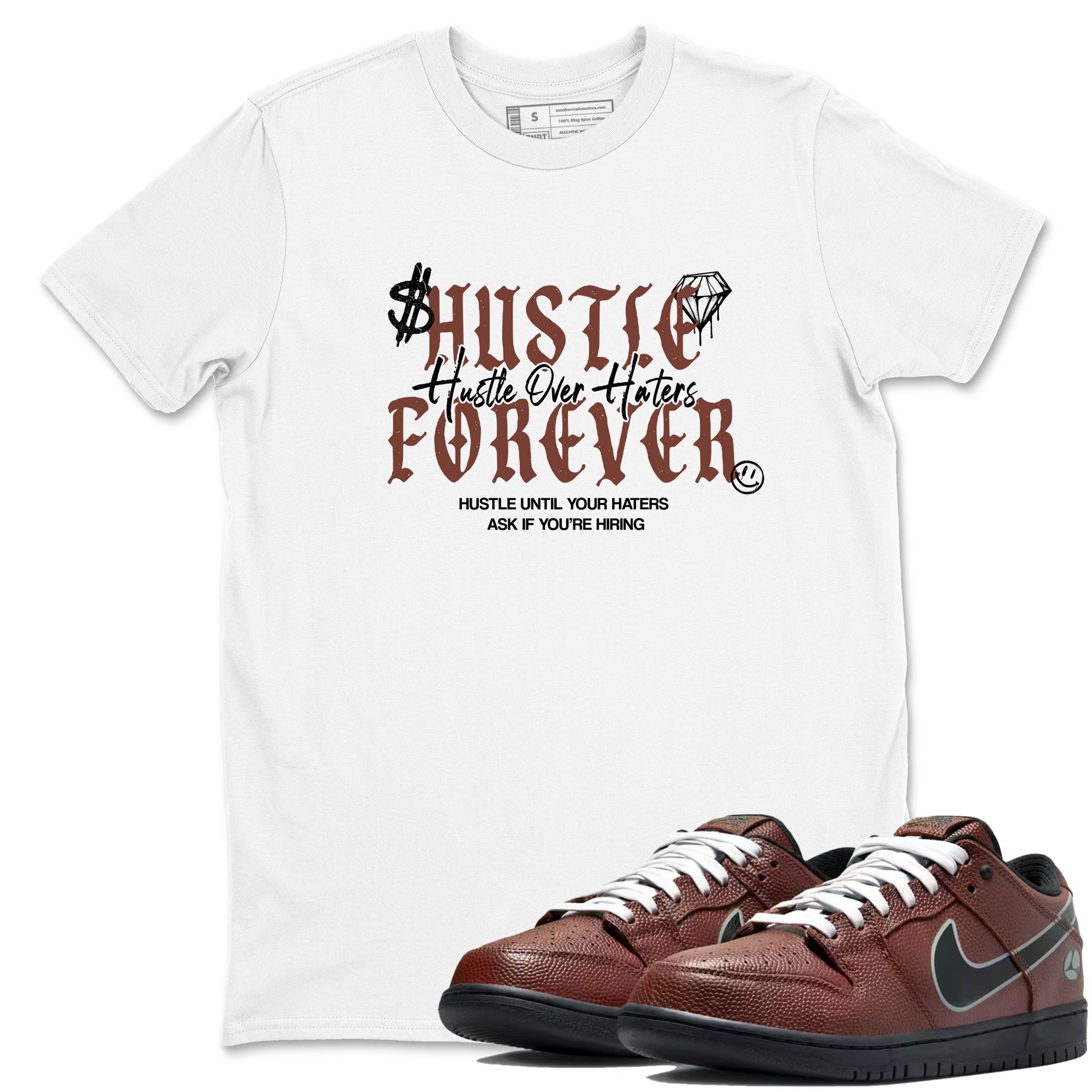 Sneaker match tees – Sneaker Tees To Match Dunk Low Football Shoes – Hustle Over Haters Tee White 1