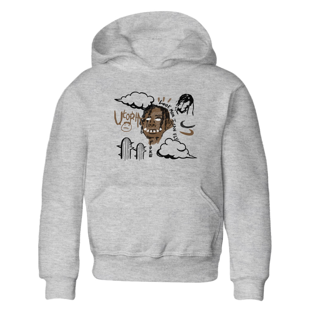 Jordan Jumpman Jack Travis Scott Dark Mocha shirts to match jordans I Can Fly sneaker match tees Jordan Jumpman Jack Travis Scott Dark Mocha SNRT Sneaker Tees streetwear brand Baby and Youth Heather Grey 2 cotton tee