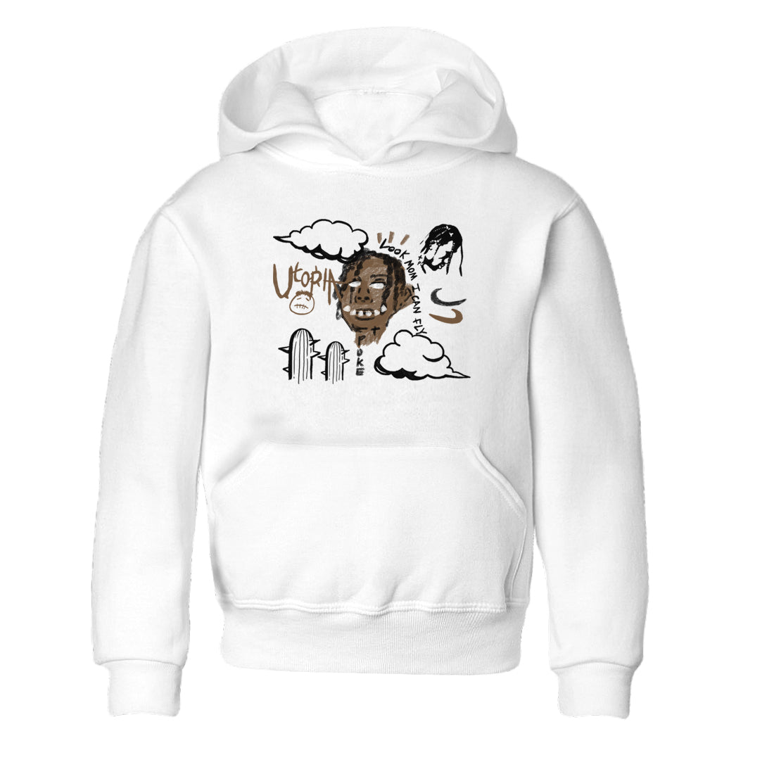 Jordan Jumpman Jack Travis Scott Dark Mocha shirts to match jordans I Can Fly sneaker match tees Jordan Jumpman Jack Travis Scott Dark Mocha SNRT Sneaker Tees streetwear brand Baby and Youth White 2 cotton tee