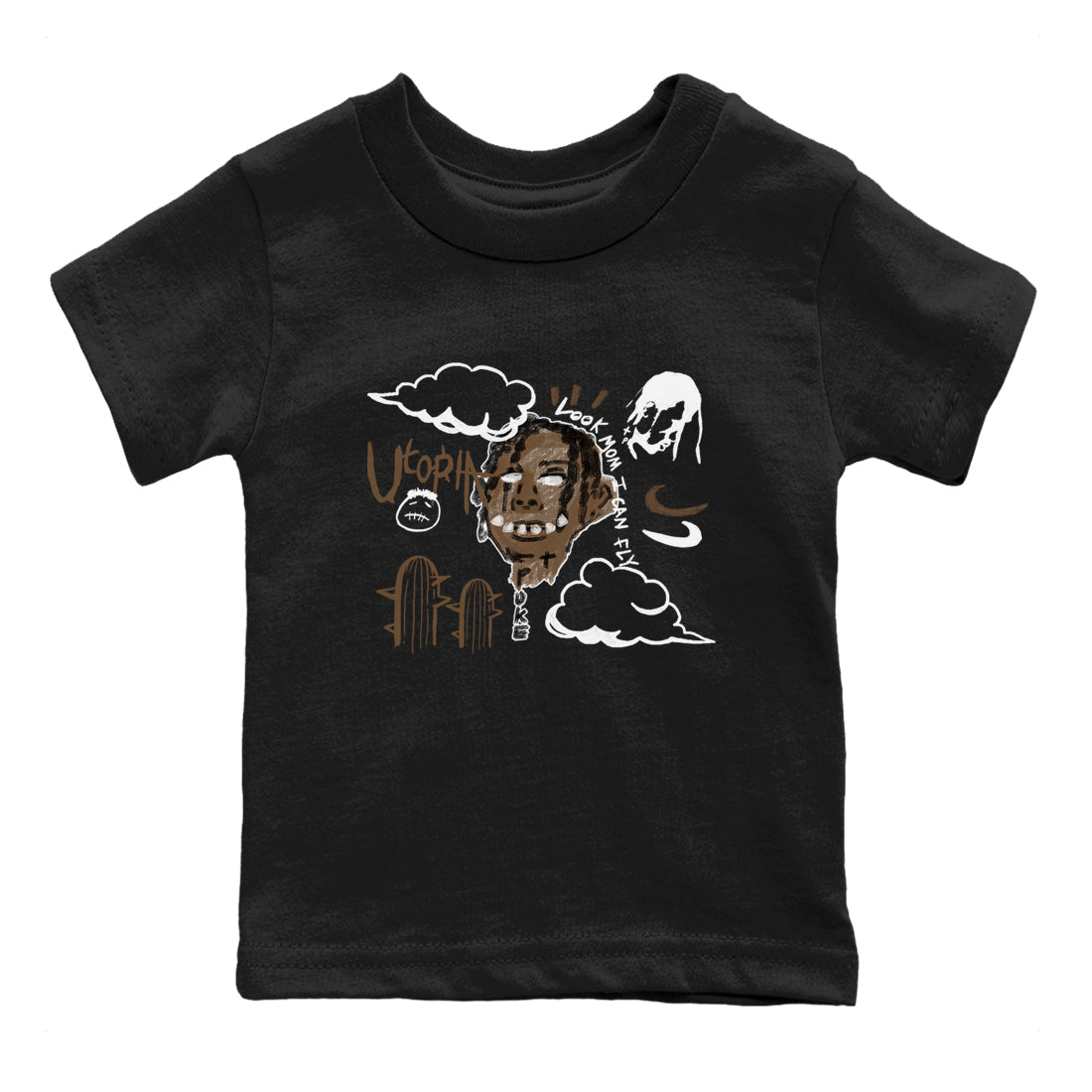 Jordan Jumpman Jack Travis Scott Dark Mocha shirts to match jordans I Can Fly sneaker match tees Jordan Jumpman Jack Travis Scott Dark Mocha SNRT Sneaker Tees streetwear brand Baby and Youth Black 2 cotton tee