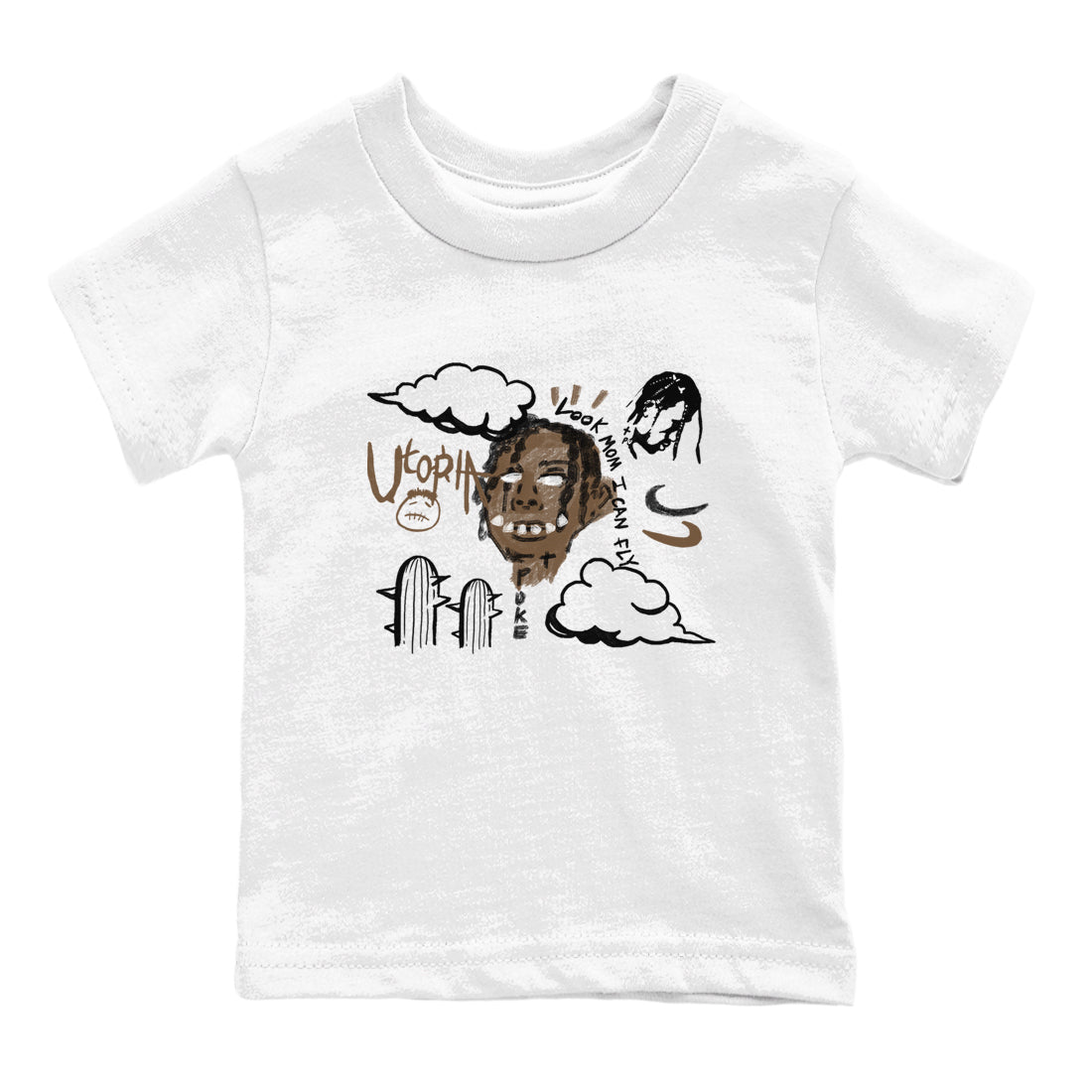 Jordan Jumpman Jack Travis Scott Dark Mocha shirts to match jordans I Can Fly sneaker match tees Jordan Jumpman Jack Travis Scott Dark Mocha SNRT Sneaker Tees streetwear brand Baby and Youth White 2 cotton tee