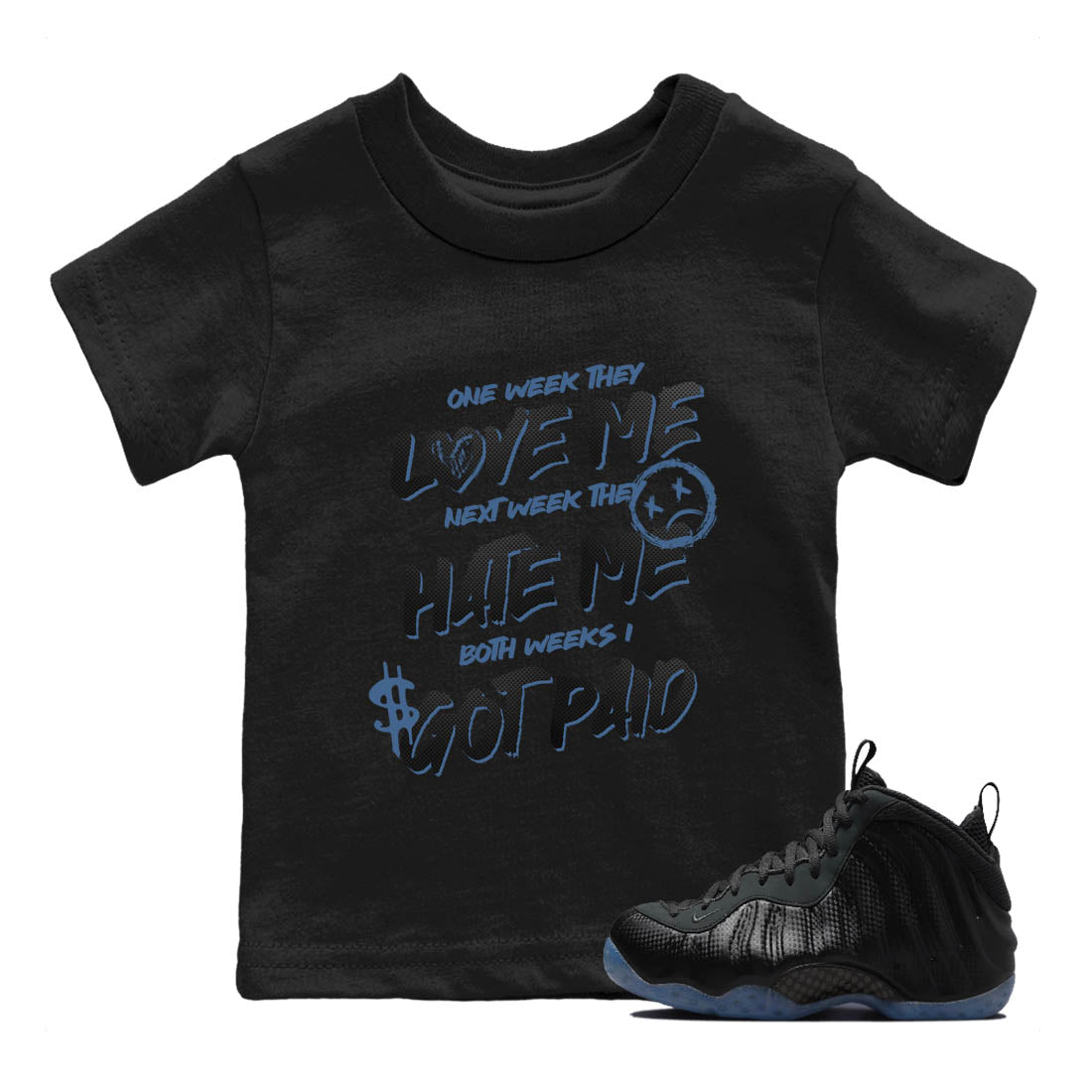 Sneaker Threads – Sneaker Tees To Match Air Foamposite One Carbon Fiber – I Got Paid Youth Graphic Tee Black 1. Perfect for Jordan releases 2025 colorways.