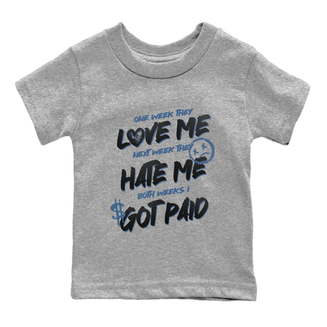 Sneaker Threads – Sneaker Tees To Match Air Foamposite One Carbon Fiber – I Got Paid Youth Graphic Tee Heather Grey 2. Perfect for Jordan releases 2025 colorways.