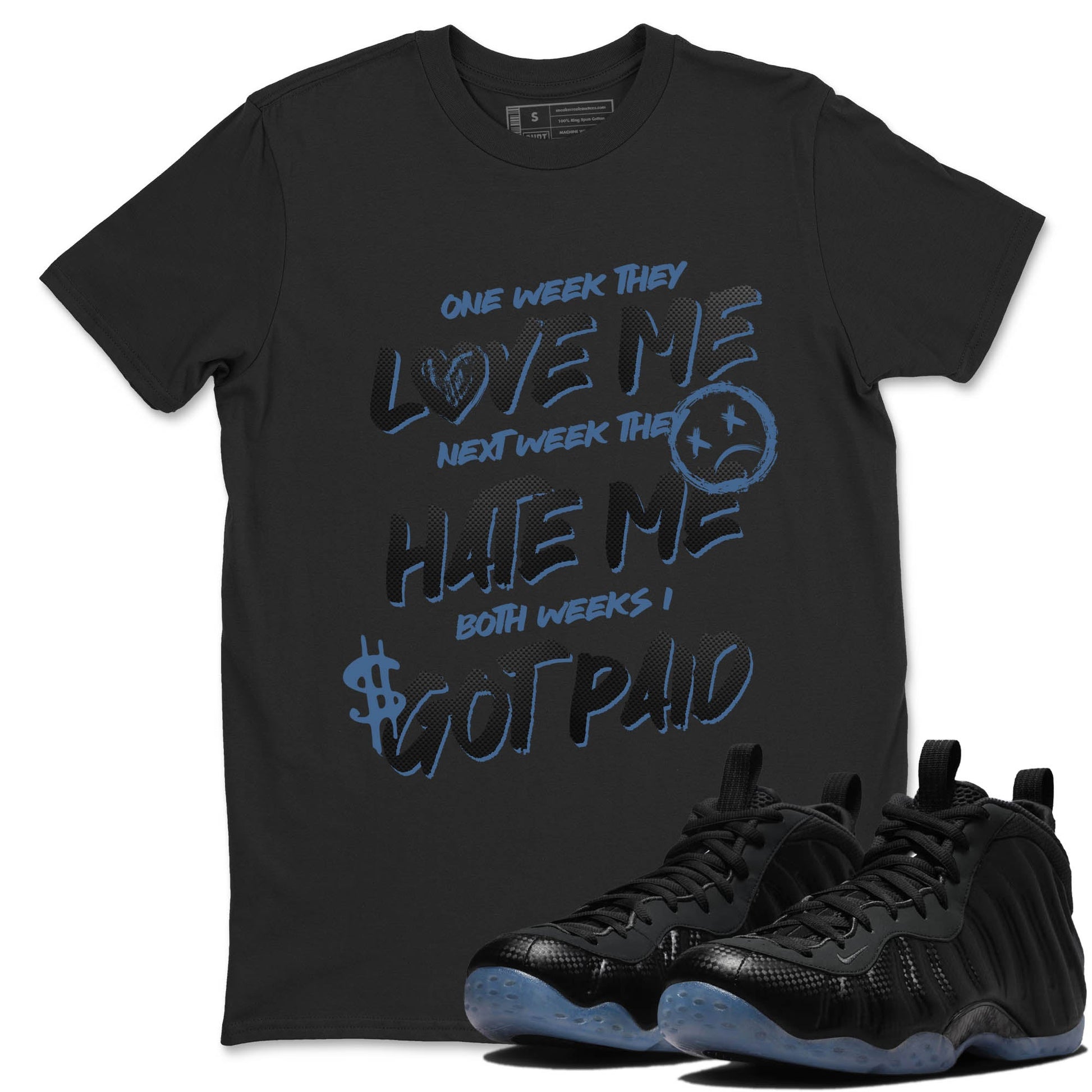 Sneaker Threads – Sneaker Tees To Match Air Foamposite One Carbon Fiber – I Got Paid Graphic Tee Black 1. Perfect for Jordan releases 2025 colorways.