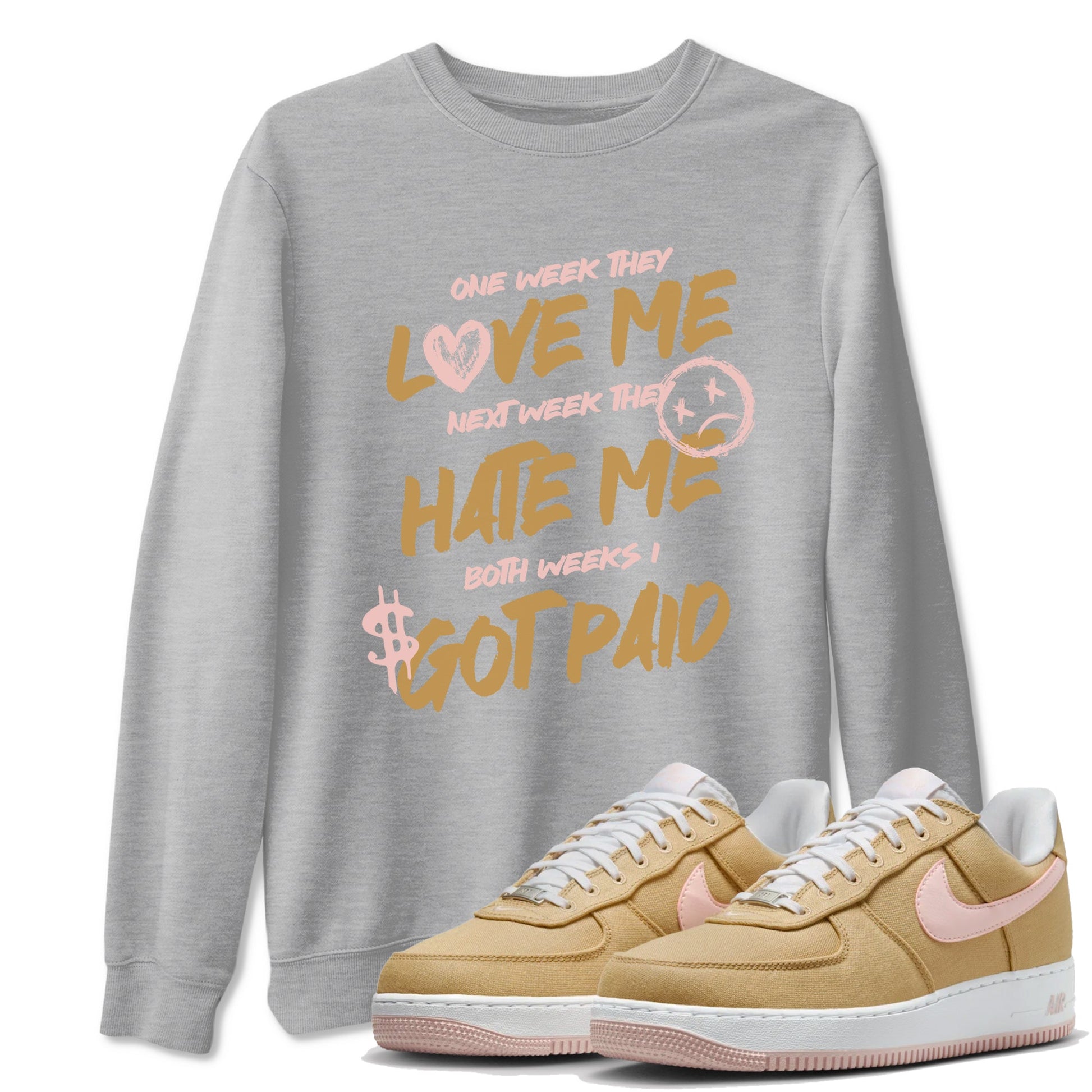 AF1 Linen shirts to match jordans I Got Paid sneaker match tees Air Force 1 Linen match shoes to clothes SNRT Sneaker Tees unisex cotton Heather Grey 1 shirts