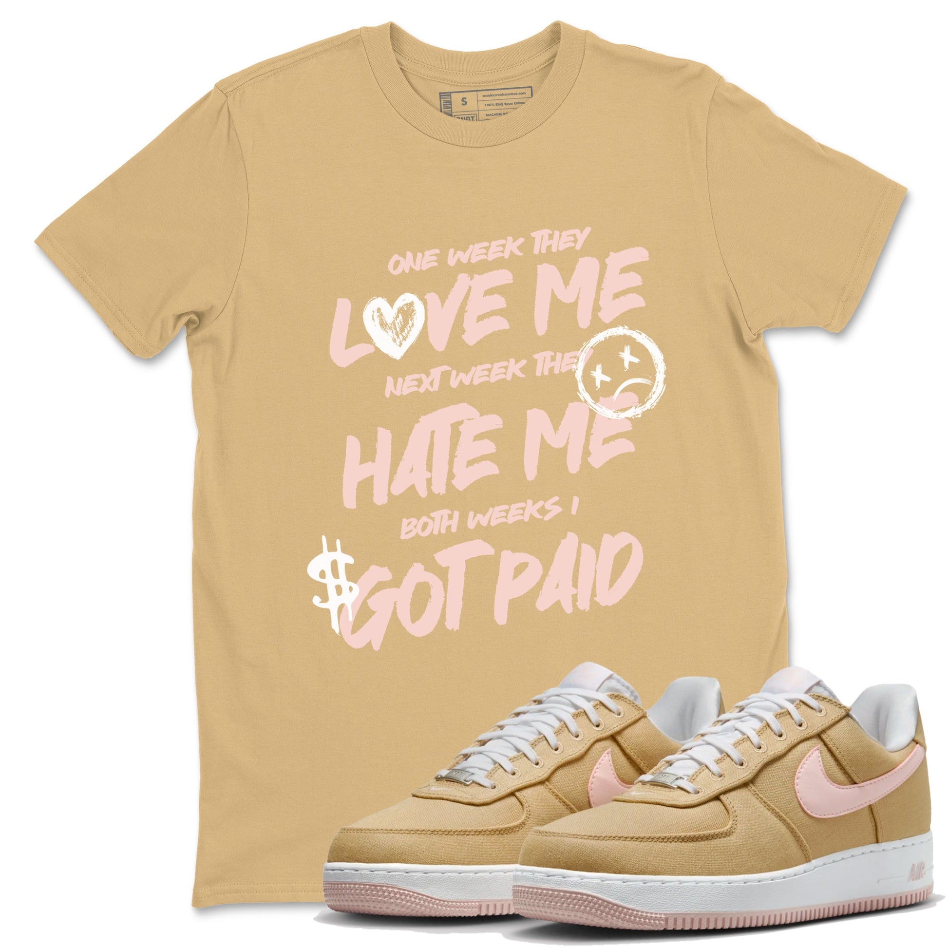 AF1 Linen shirts to match jordans I Got Paid sneaker match tees Air Force 1 Linen match shoes to clothes SNRT Sneaker Tees unisex cotton Old Gold 1 shirts