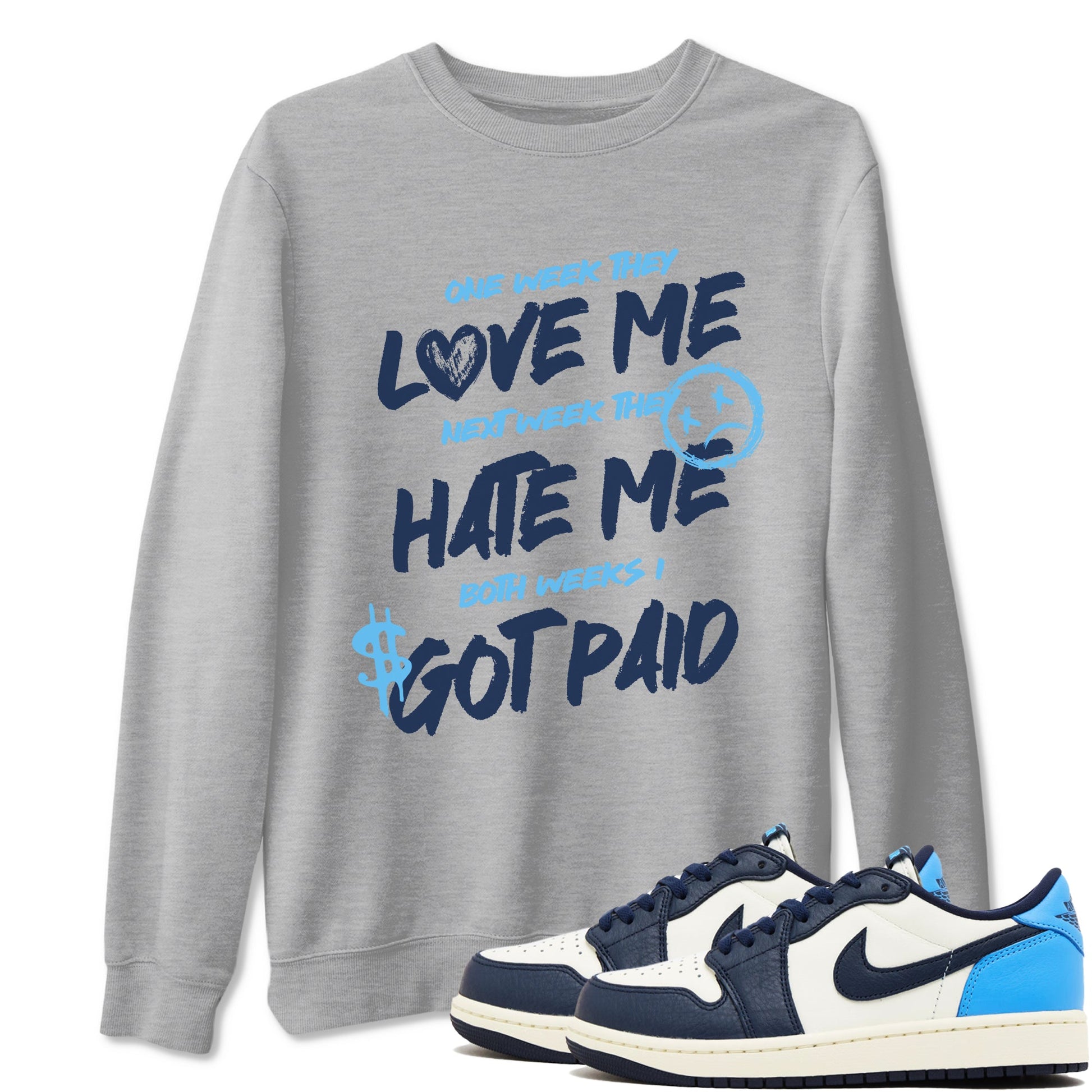 1s Obsidian shirts to match jordans I Got Paid shirts to match Jordans AJ1 Retro Low OG Obsidian match shoes to clothes SNRT Sneaker Tees unisex cotton Heather Grey 1 shirts
