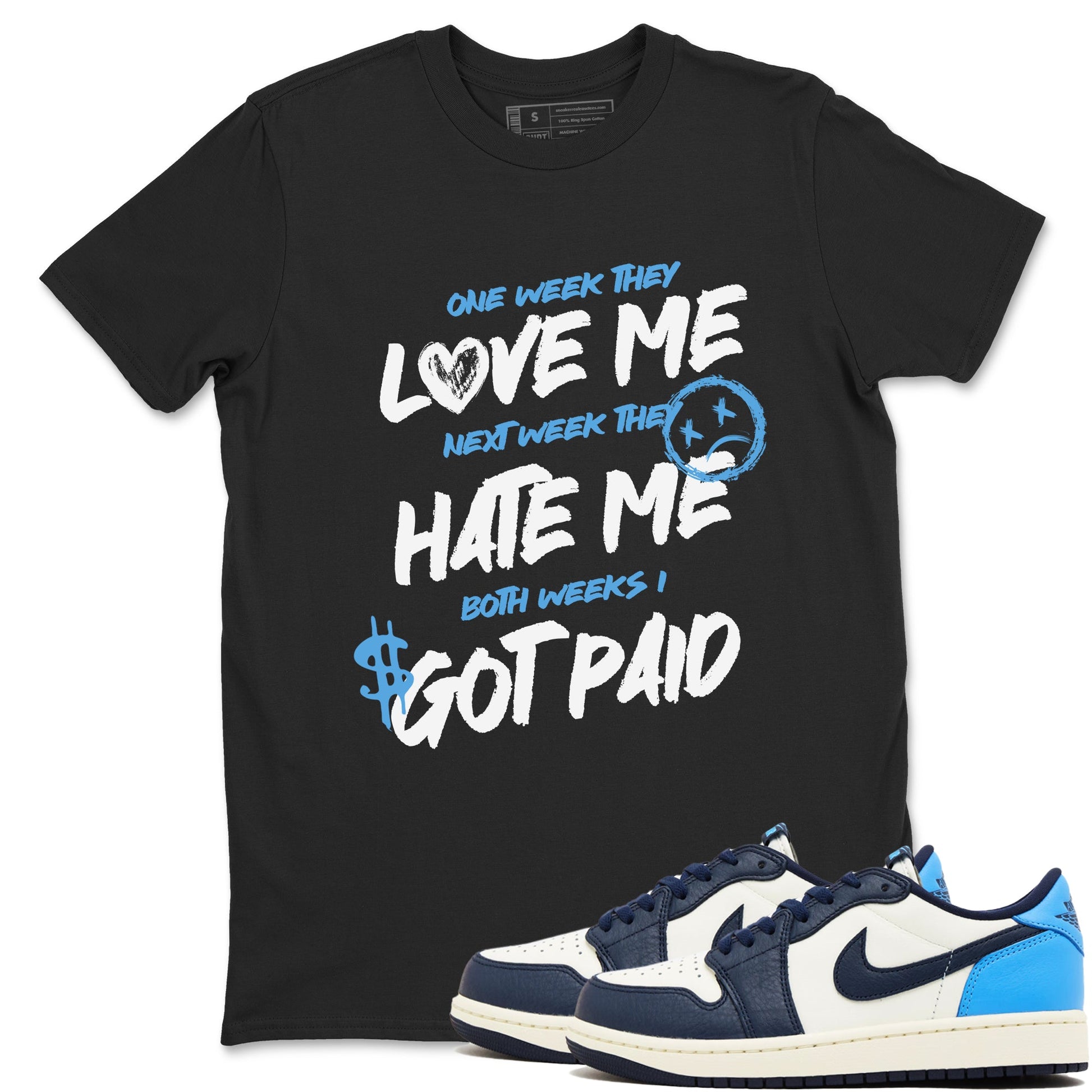 1s Obsidian shirts to match jordans I Got Paid shirts to match Jordans AJ1 Retro Low OG Obsidian match shoes to clothes SNRT Sneaker Tees unisex cotton Black 1 shirts