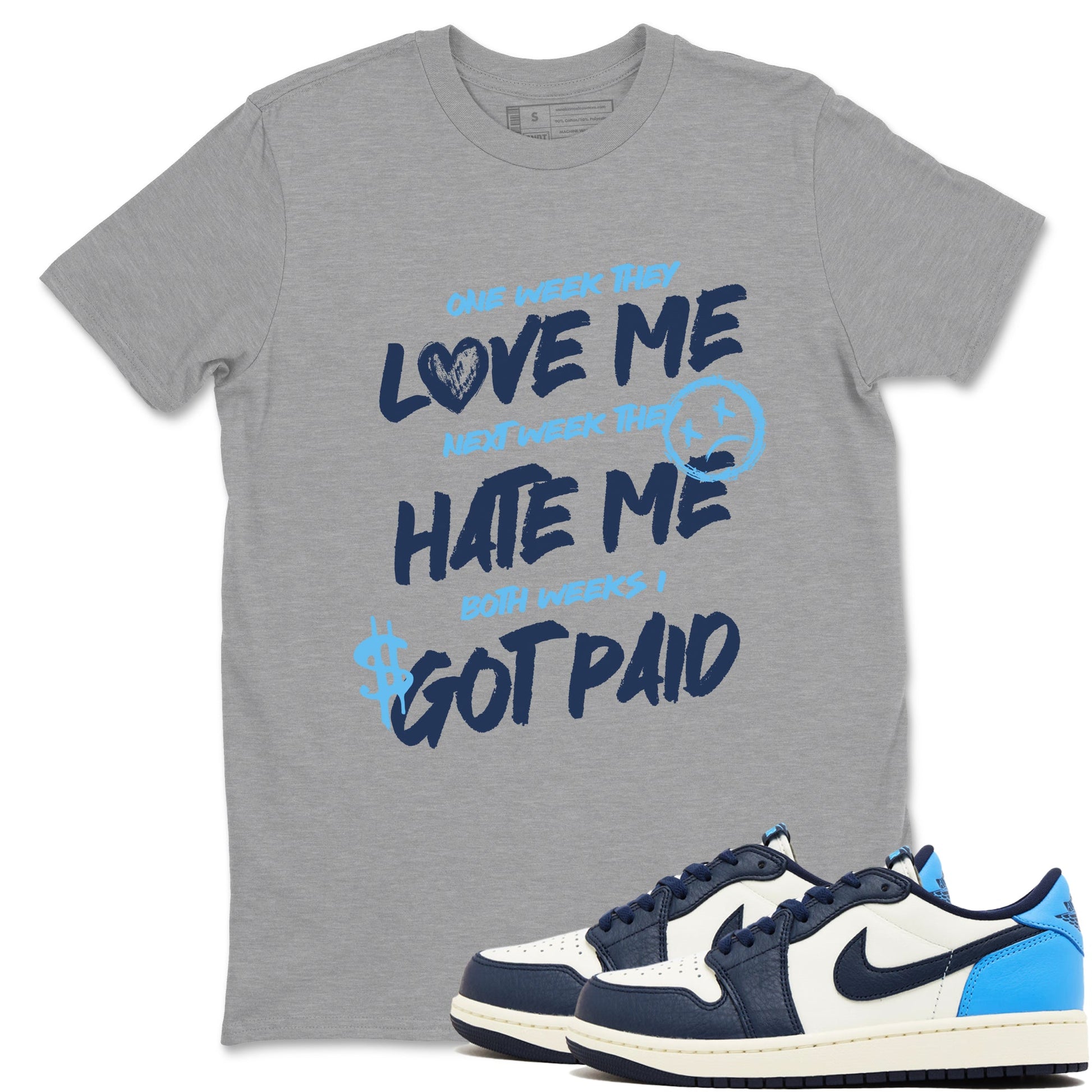 1s Obsidian shirts to match jordans I Got Paid shirts to match Jordans AJ1 Retro Low OG Obsidian match shoes to clothes SNRT Sneaker Tees unisex cotton Heather Grey 1 shirts