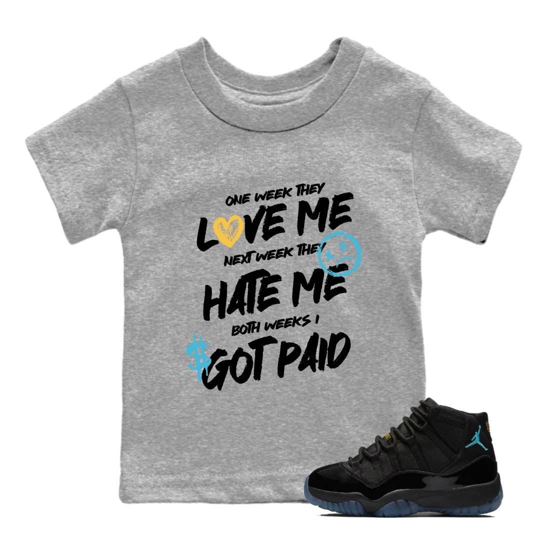 Sneaker Threads – Sneaker Tees To Match Air Jordan 11 Retro Gamma – I Got Paid Youth Graphic Tee Heather Grey 1. Perfect for Jordan releases 2025 colorways.