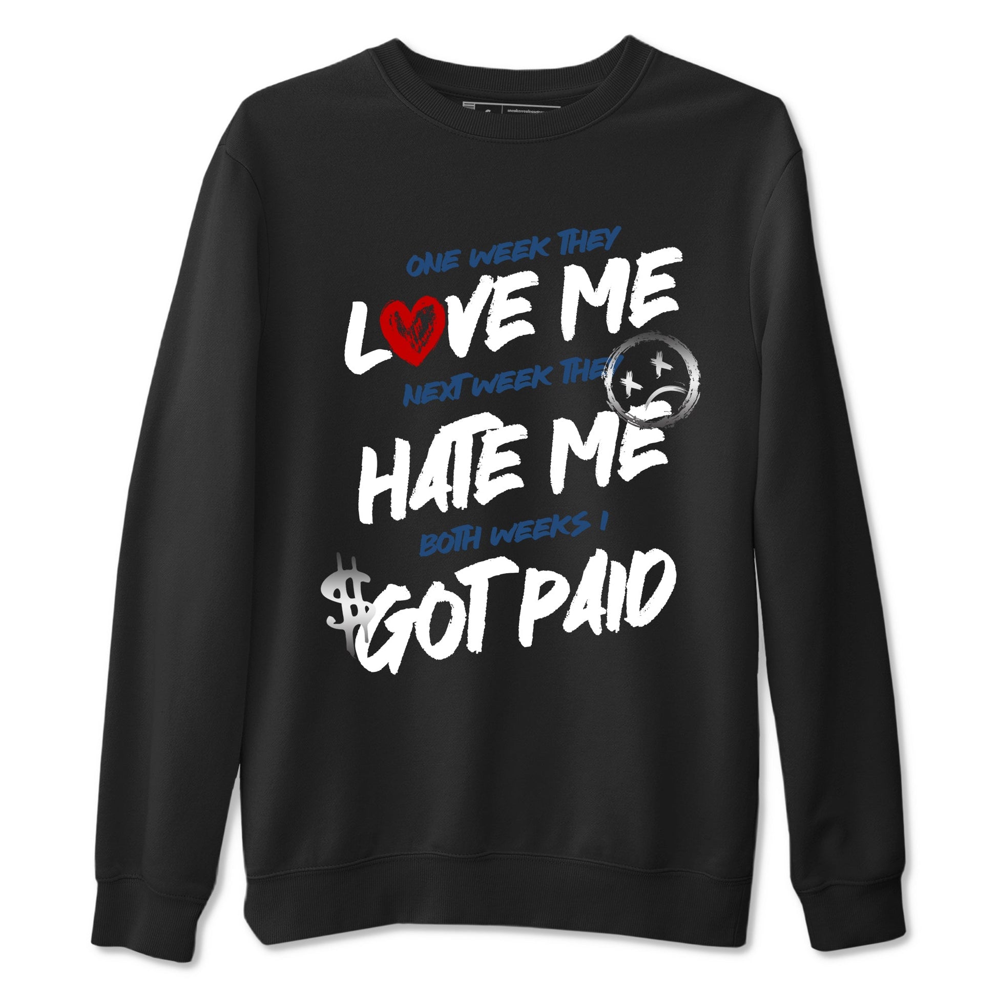 I Got Paid sneaker match t-shirt styled to complete your fit with the Air Jordan 12 French Blue sneakers, shown in Black 2.