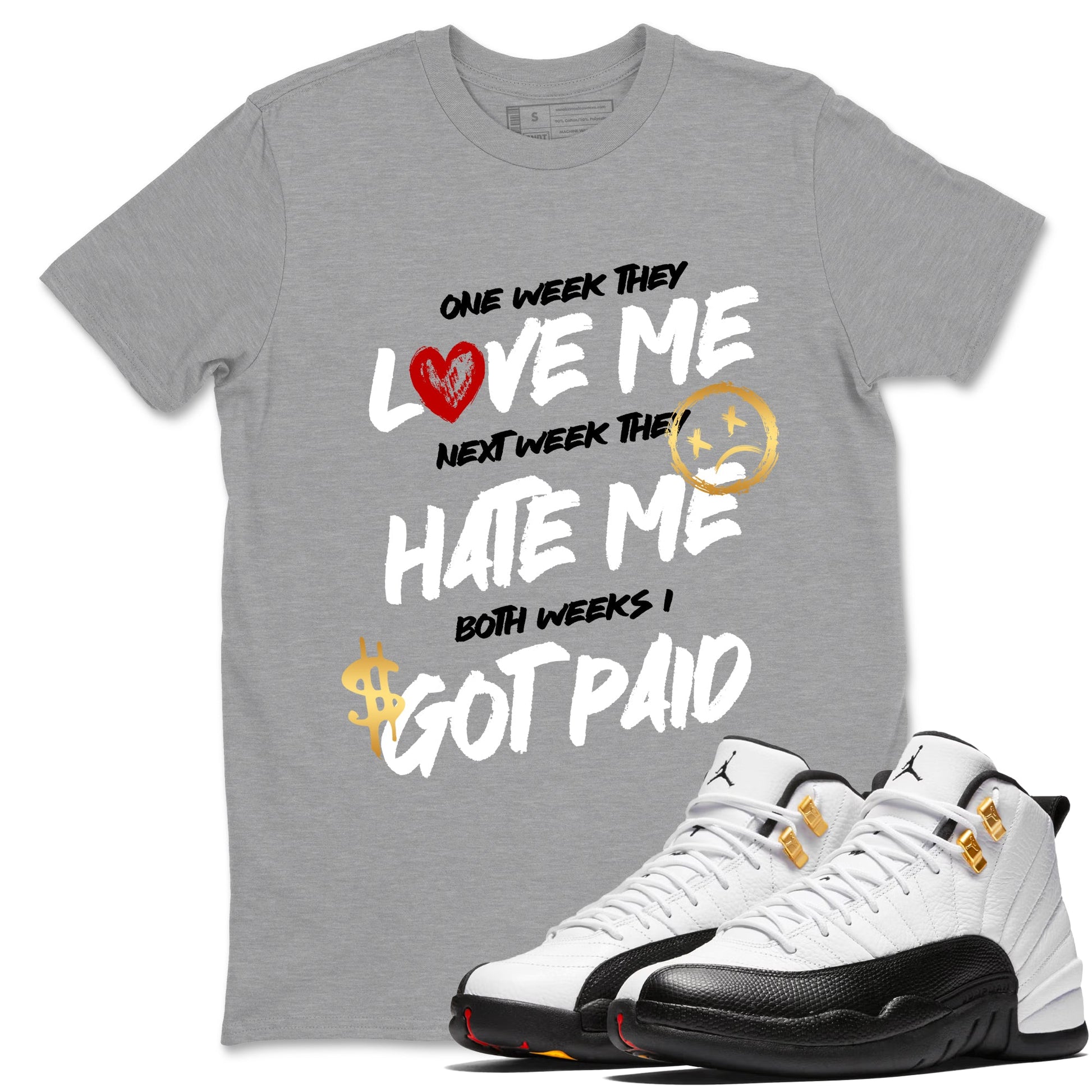 Sneaker match tees – Sneaker Tees To Match Air Jordan 12 Taxi Shoes – I Got Paid Tee Heather Grey 1