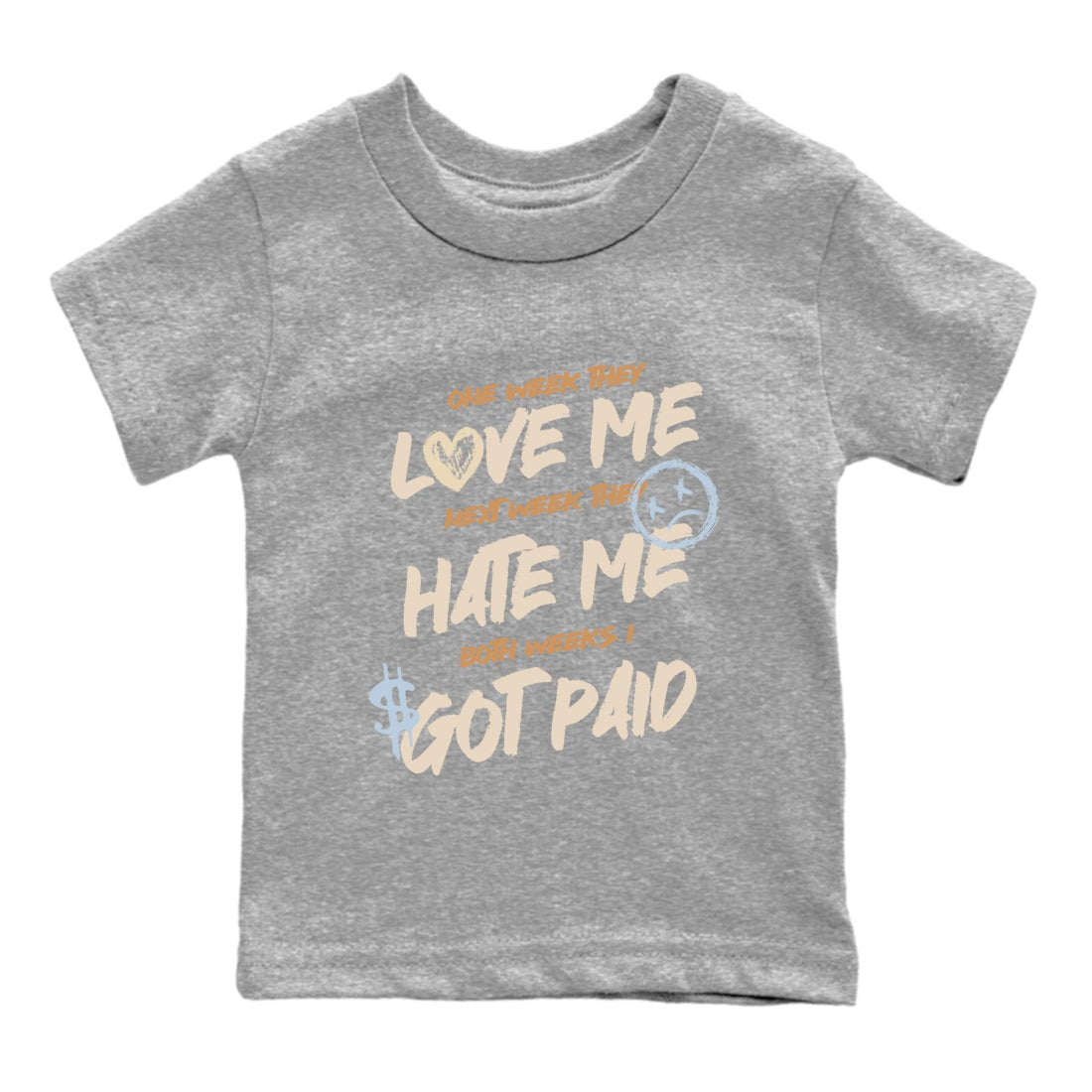 Sneaker match tees – Sneaker Tees To Match Air Jordan 3 Champagne and Oysters Shoes – I Got Paid Kids T-Shirt Heather Grey 2
