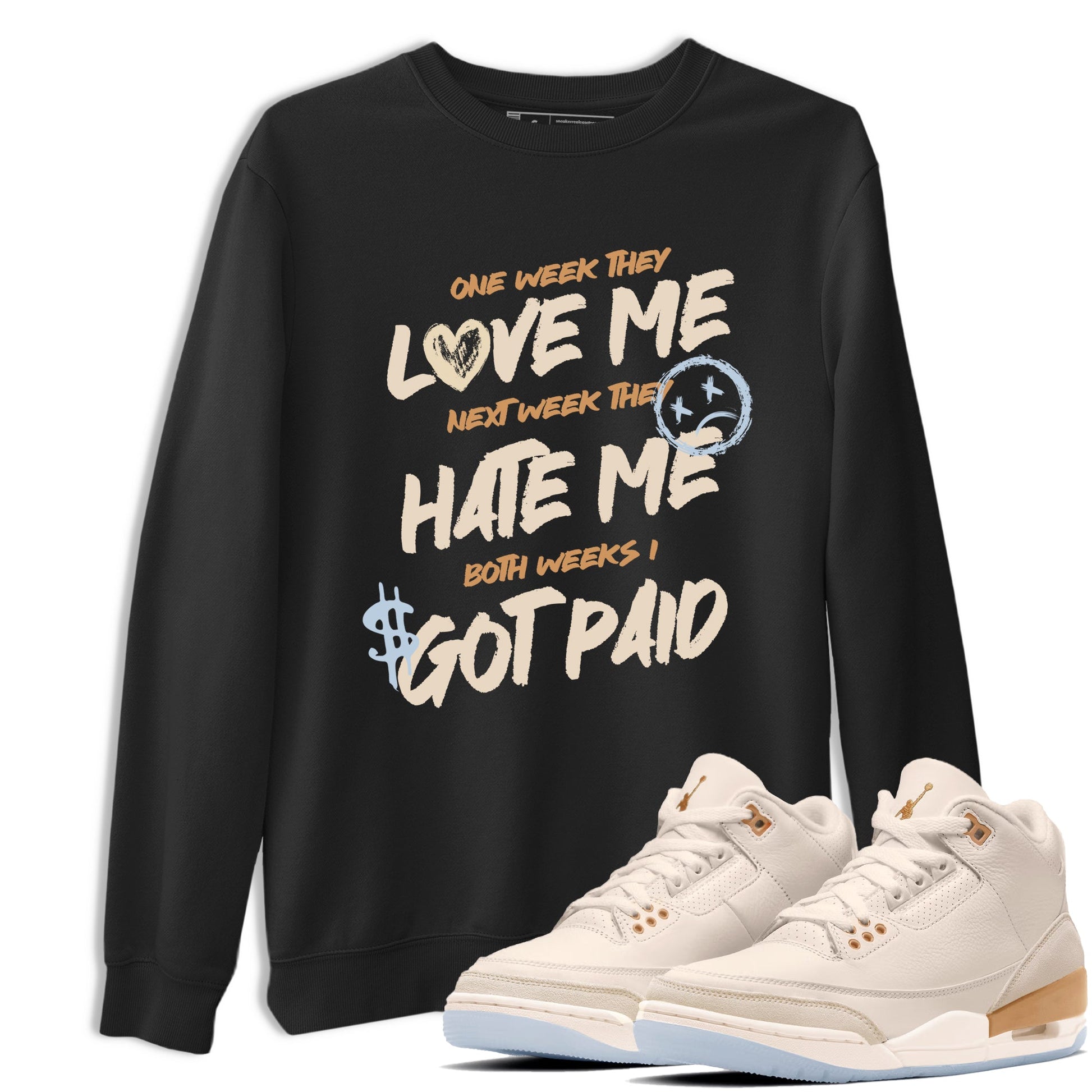 Sneaker match tees – Sneaker Tees To Match Air Jordan 3 Champagne and Oysters Shoes – I Got Paid Tee Black 1