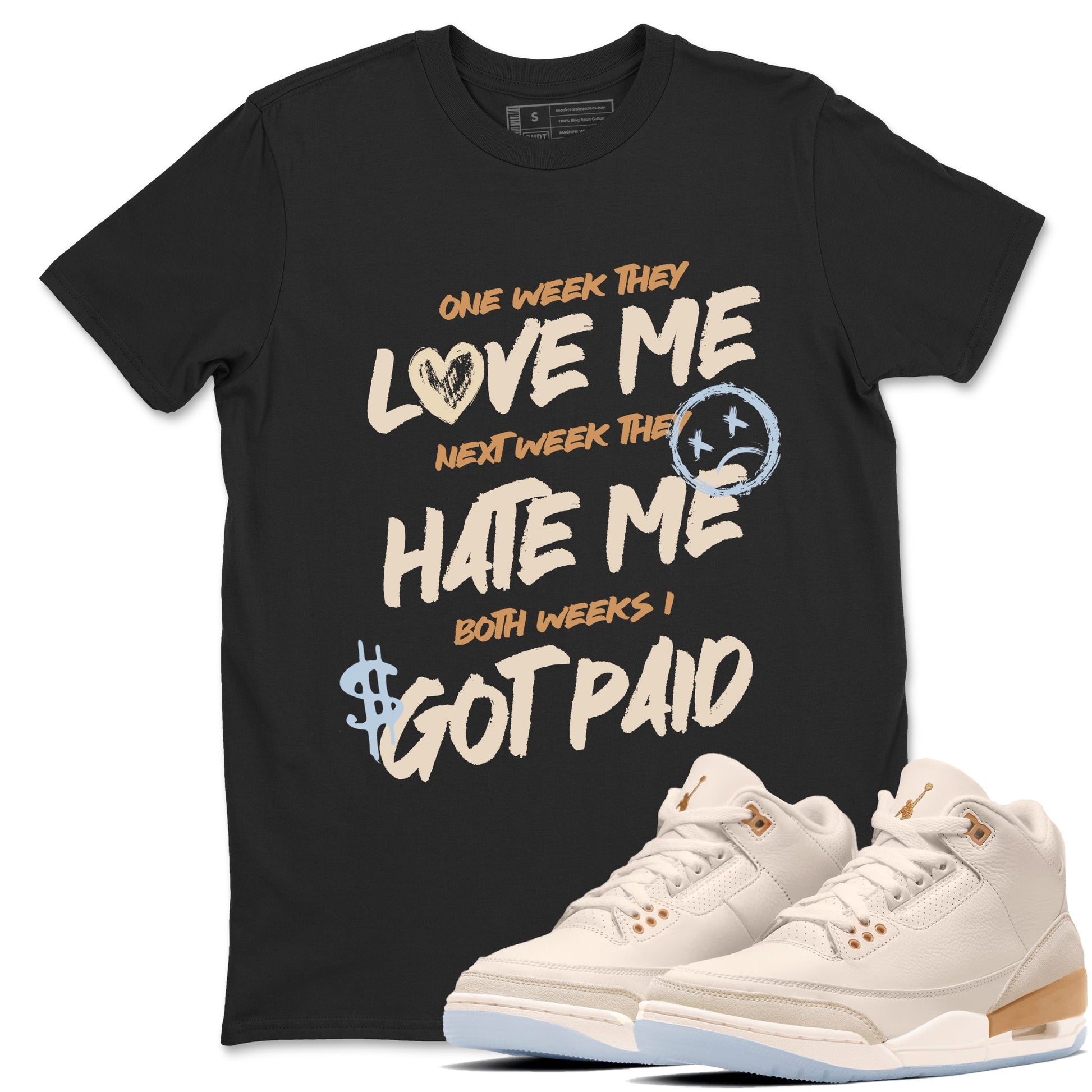 Sneaker match tees – Sneaker Tees To Match Air Jordan 3 Champagne and Oysters Shoes – I Got Paid Tee Black 1