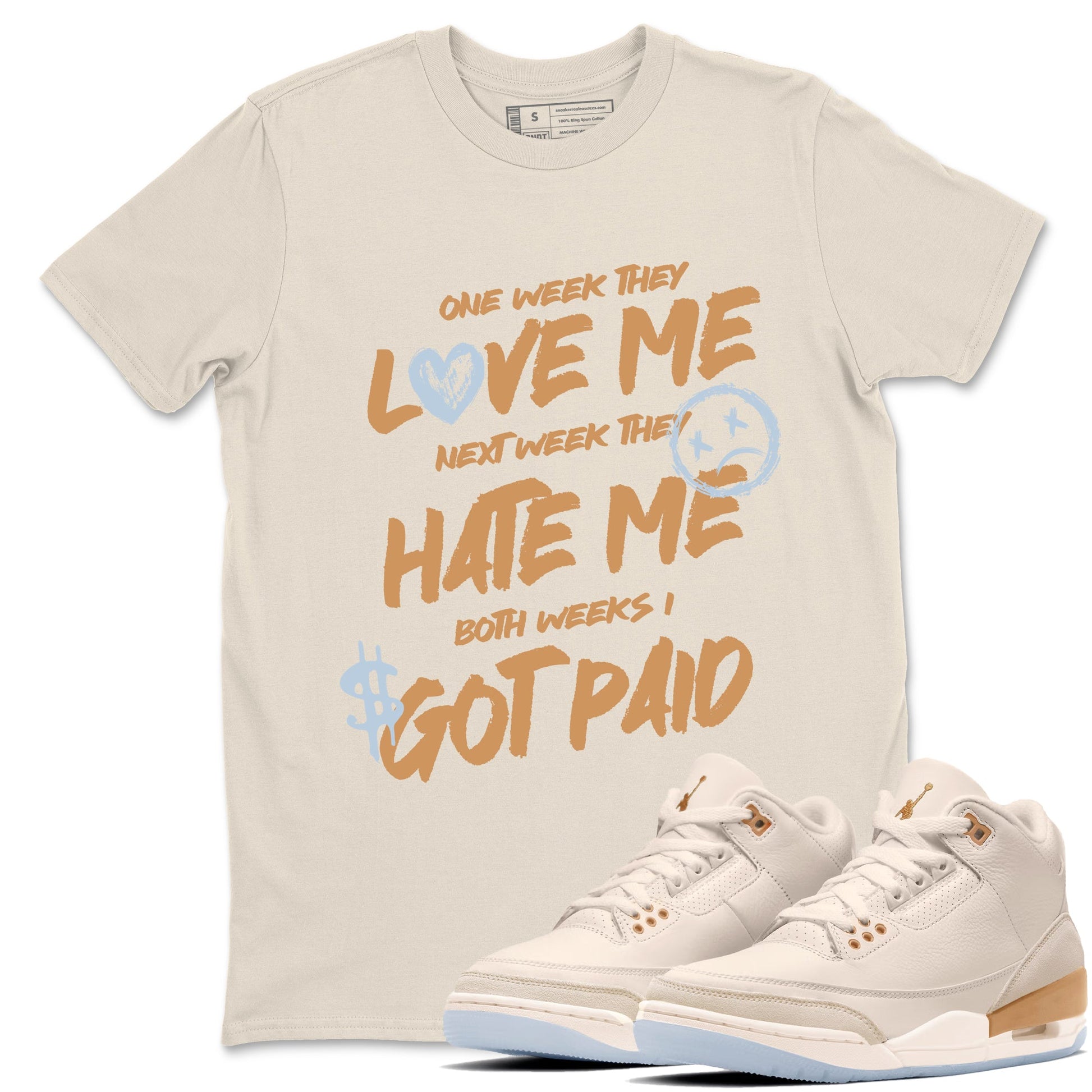 Sneaker match tees – Sneaker Tees To Match Air Jordan 3 Champagne and Oysters Shoes – I Got Paid Tee Natural 1