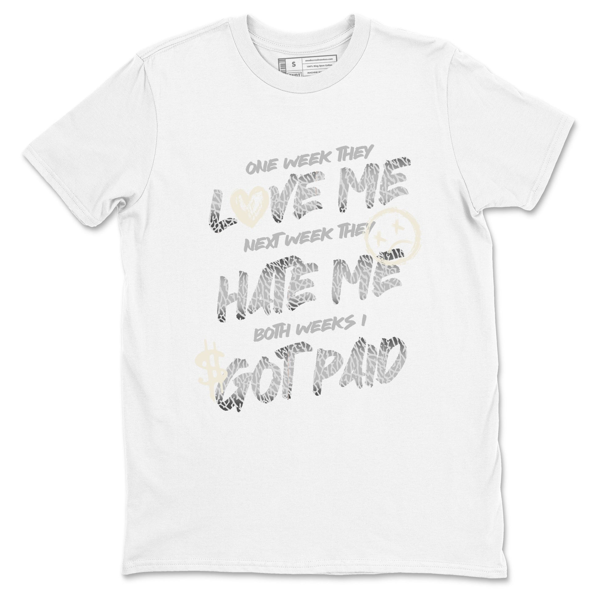 3s Sail and Cement Grey shirts to match jordans I Got Paid sneaker match tees Air Jordan 3 Retro Sail and Cement Grey match shoes to clothes SNRT Sneaker Tees unisex cotton White 2 shirts