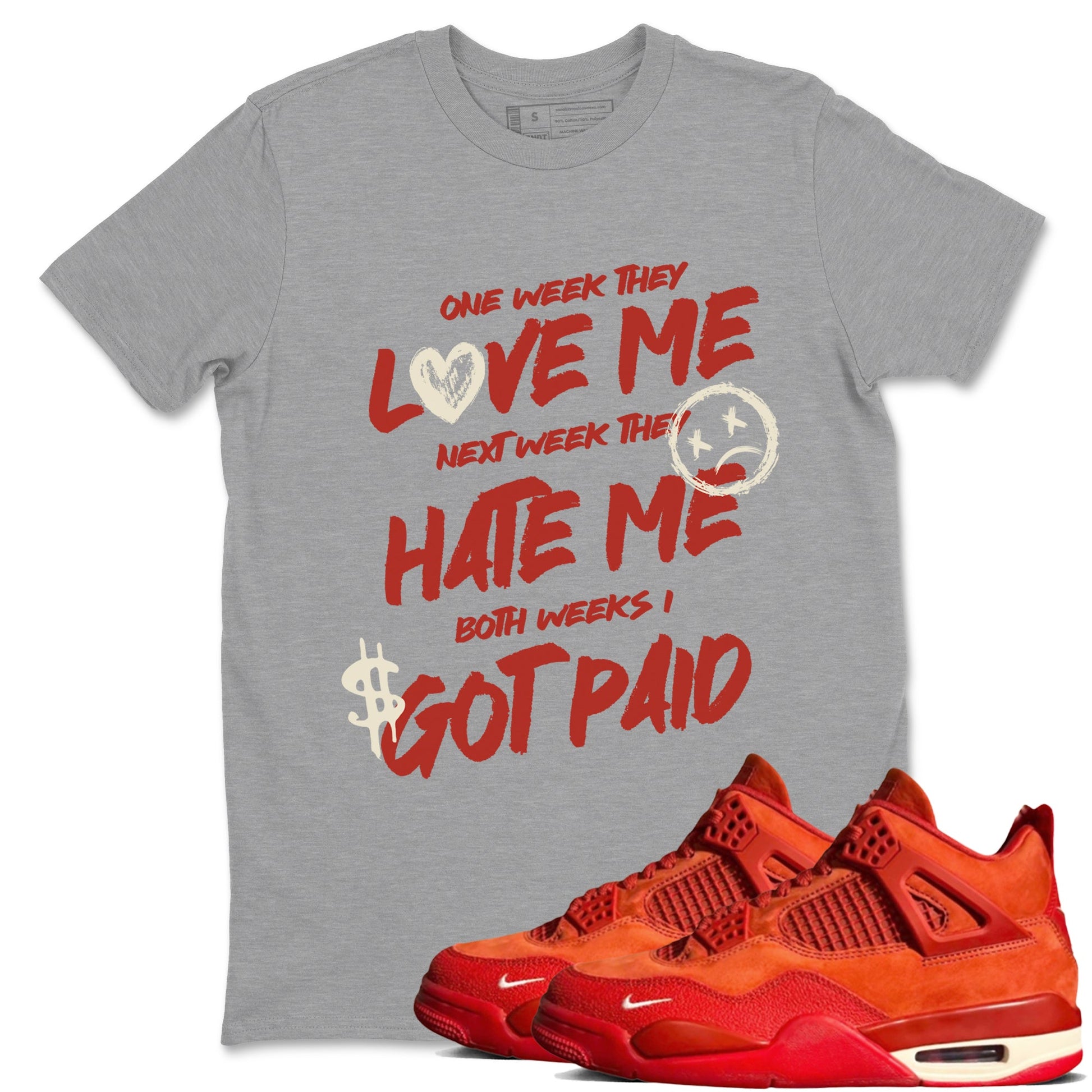4s Brick By Brick best t shirts to wear with jordans I Got Paid sneaker match tees Nigel Sylvester x Air Jordan 4 Brick by Brick match shoes to clothes SNRT Sneaker Tees unisex cotton Heather Grey 1 shirts