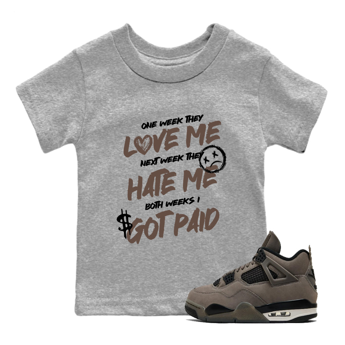 Sneaker match tees – Sneaker Tees To Match Air Jordan 4 Cave Stone Shoes – I Got Paid Kids T-Shirt Heather Grey 1