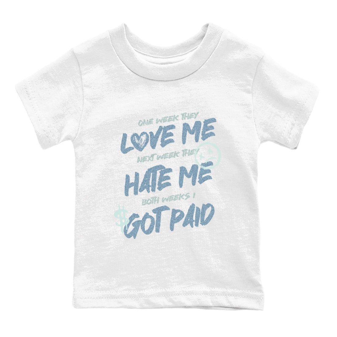 Sneaker match tees – Sneaker Tees To Match 4s Worn Blue Air Jordan 4 Denim Shoes – I Got Paid Kids T-Shirt White 2