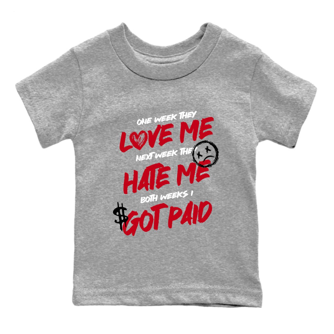 Sneaker match tees – Sneaker Tees To Match Air Jordan 5 Fire Red Shoes – I Got Paid Kids T-Shirt Heather Grey 2