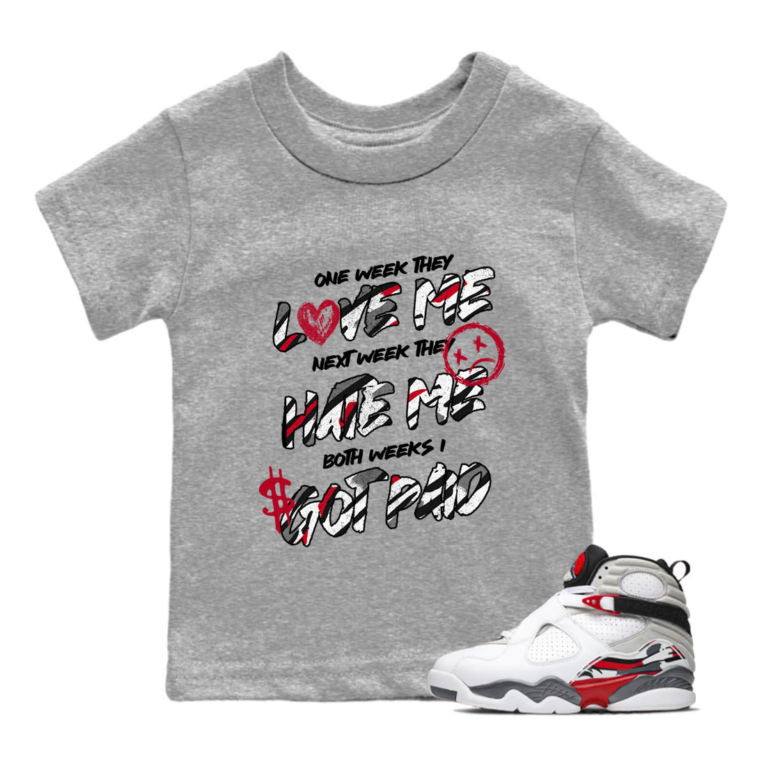 Sneaker Threads – Sneaker Tees To Match Air Jordan 8 Bunny – I Got Paid Youth Graphic Tee Heather Grey 1. Perfect for Jordan releases 2025 colorways.