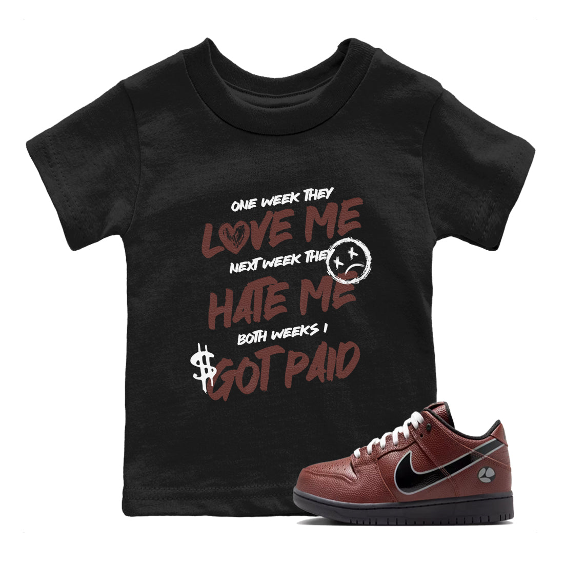 Sneaker match tees – Sneaker Tees To Match Dunk Low Football Shoes – I Got Paid Kids T-Shirt Black 1