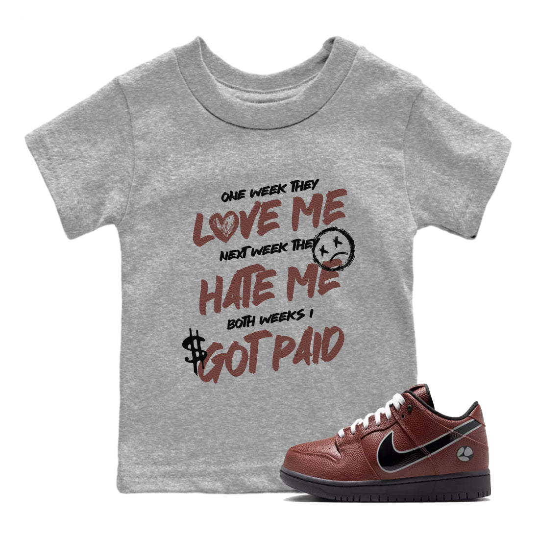 Sneaker match tees – Sneaker Tees To Match Dunk Low Football Shoes – I Got Paid Kids T-Shirt Heather Grey 1
