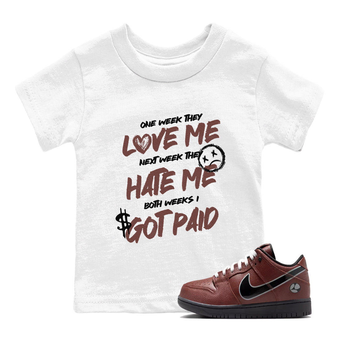 Sneaker match tees – Sneaker Tees To Match Dunk Low Football Shoes – I Got Paid Kids T-Shirt White 1