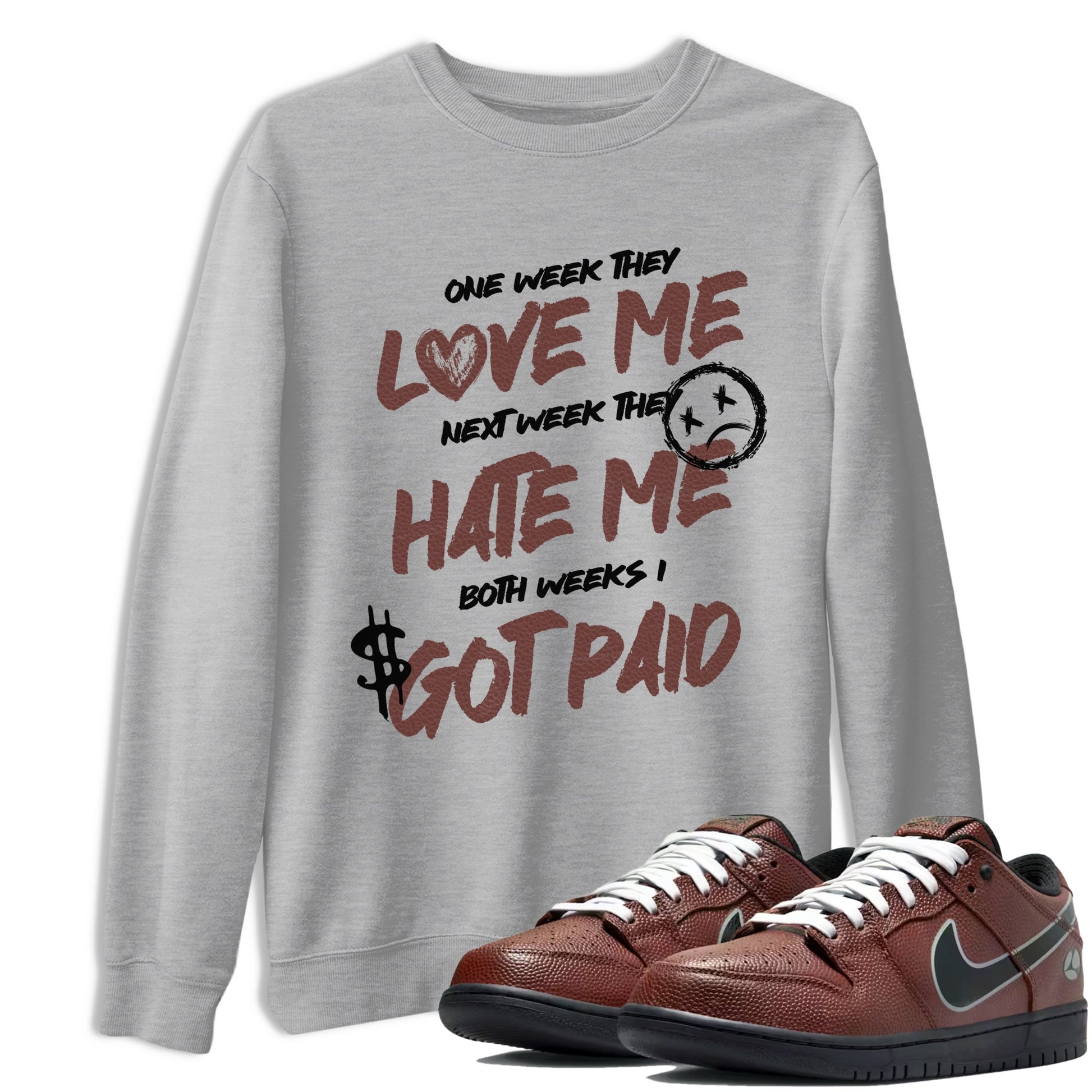 Sneaker match tees – Sneaker Tees To Match Dunk Low Football Shoes – I Got Paid Tee Heather Grey 1