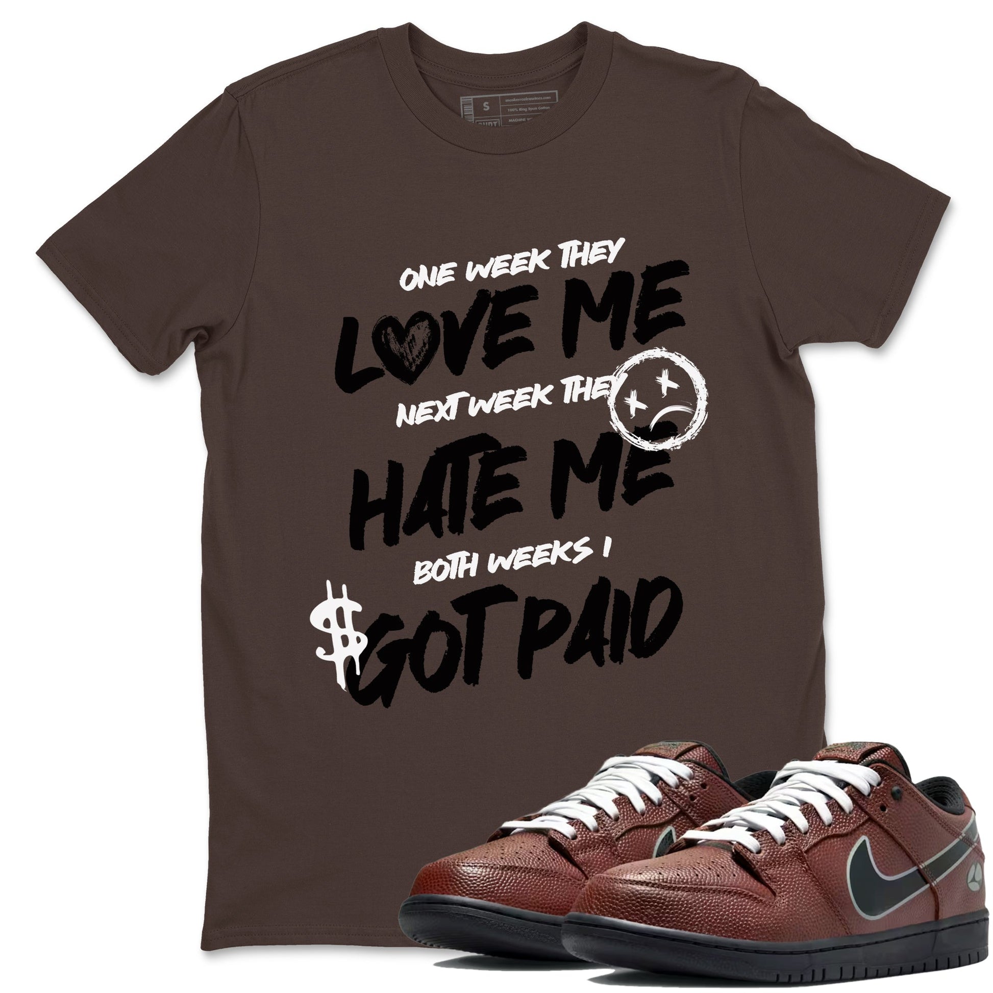Sneaker match tees – Sneaker Tees To Match Dunk Low Football Shoes – I Got Paid Tee Dark Chocolate 1