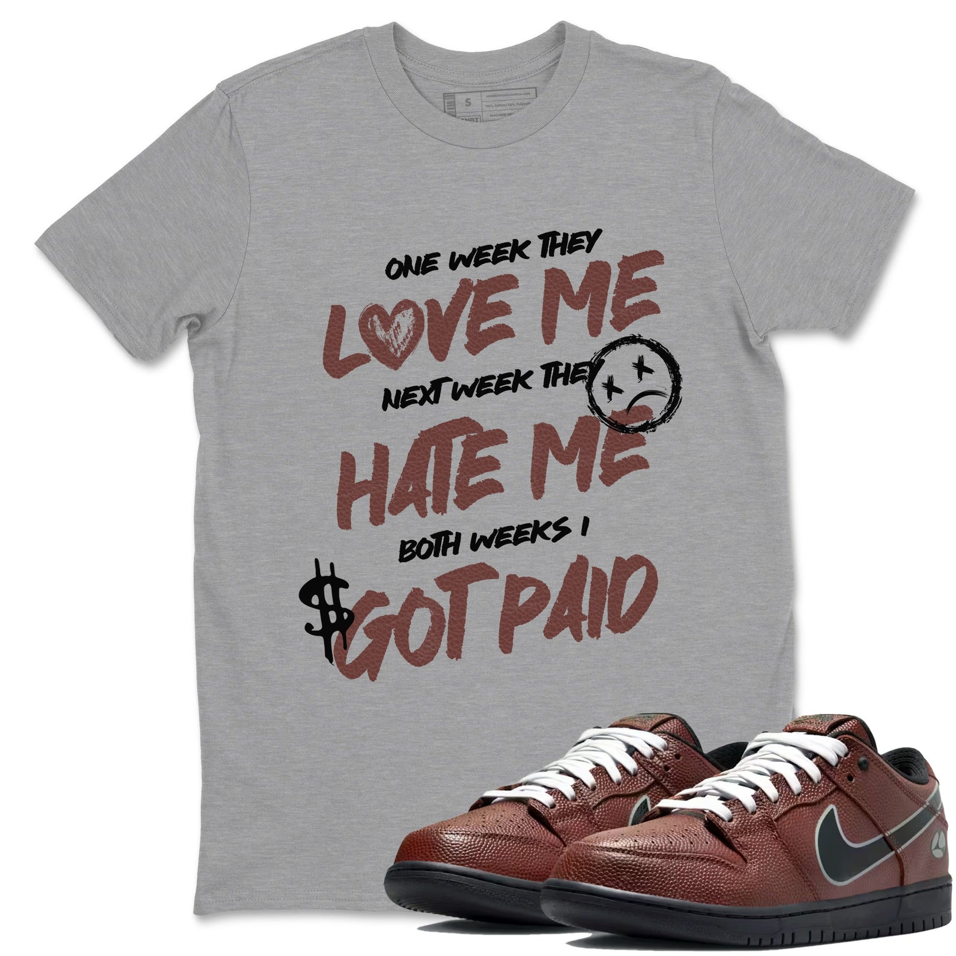 Sneaker match tees – Sneaker Tees To Match Dunk Low Football Shoes – I Got Paid Tee Heather Grey 1
