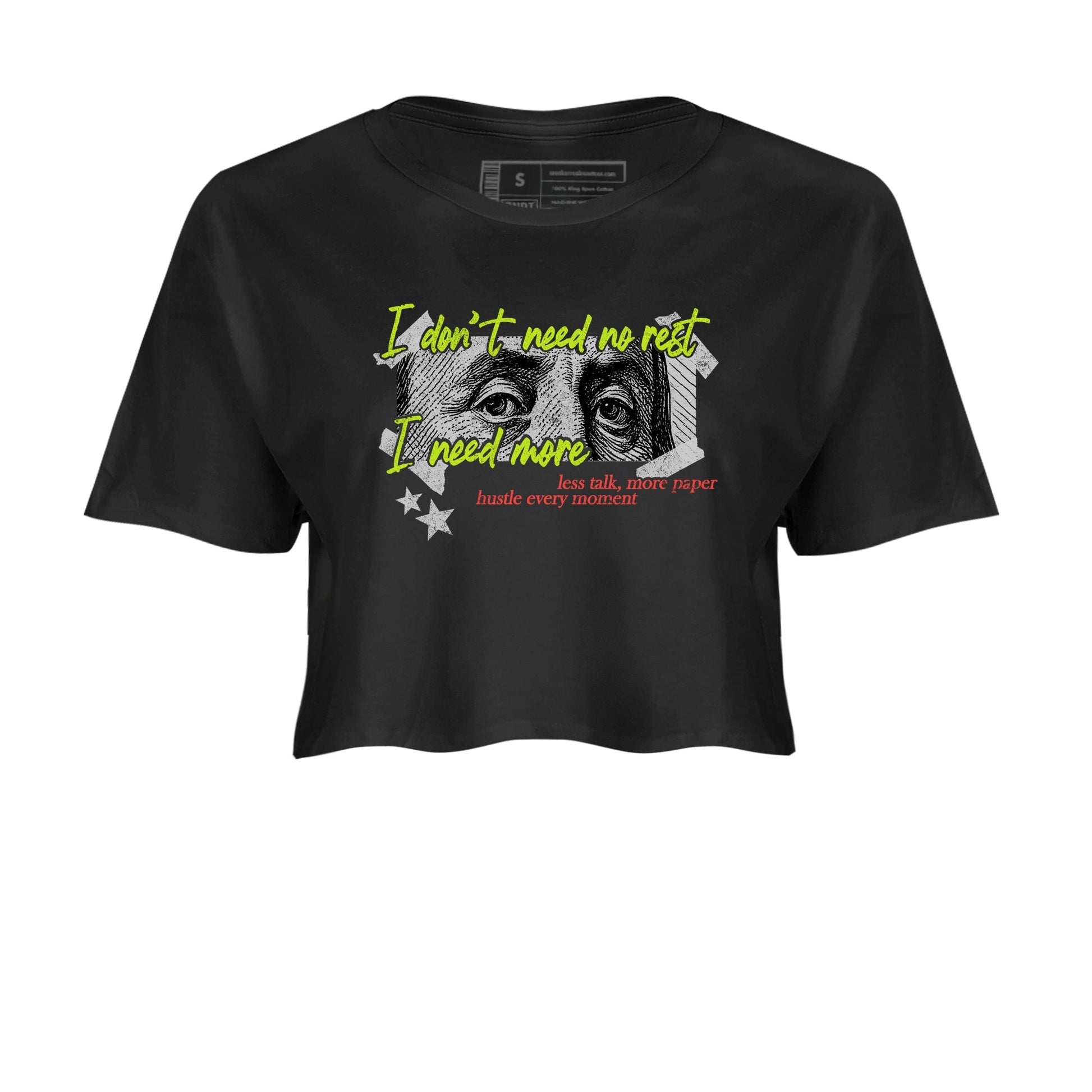 Sneaker Threads – Sneaker Tees To Match Air Max 90 Spruce Aura and Ghost Green – I Need More Crop Tee Black 2. Perfect for Jordan releases 2025 colorways.